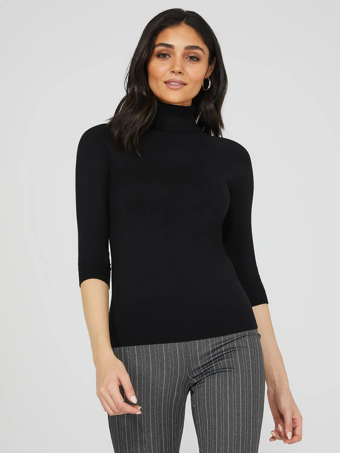 3/4 Raglan Sleeve Turtleneck Sweater