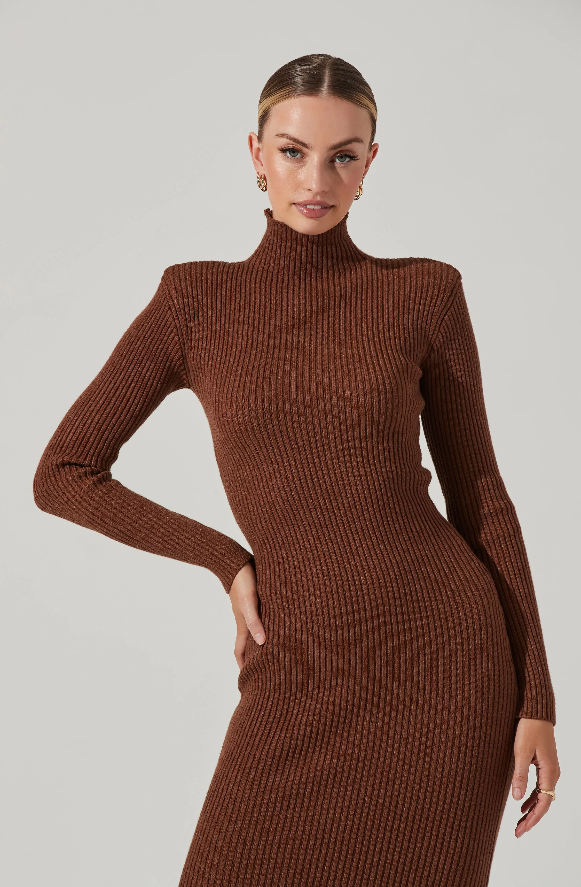 Abilene Long Sleeve Turtleneck Midi Sweater Dress