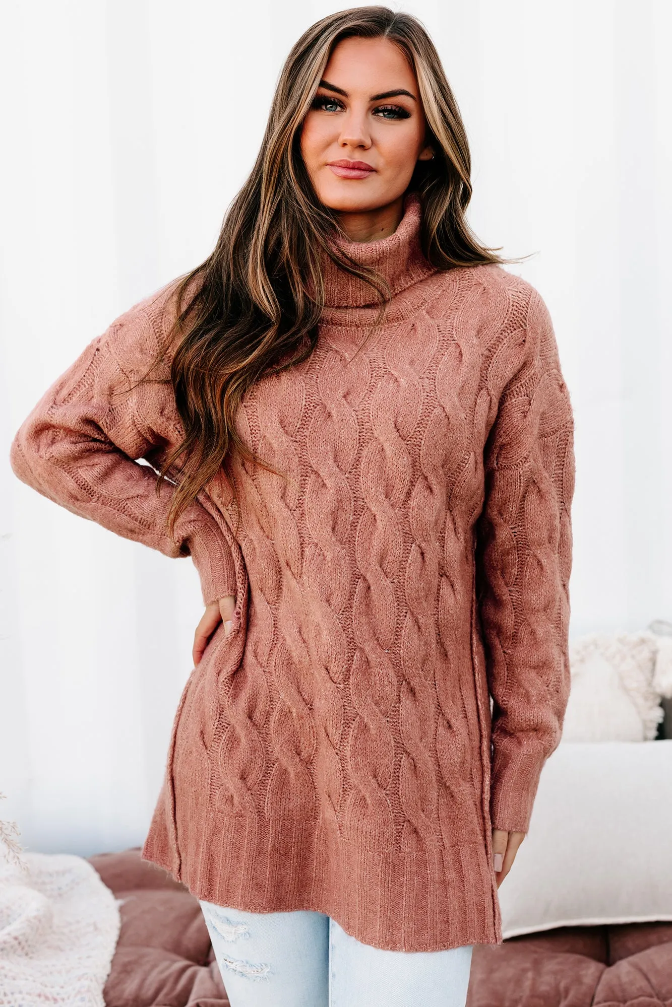 Always Understood Turtle Neck Sweater Tunic (Rosewood)