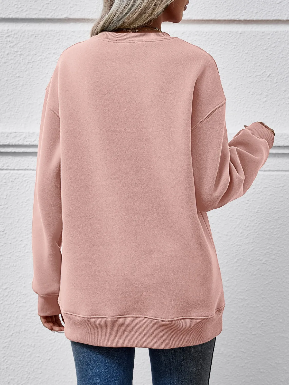 AMERICA Round Neck Dropped Shoulder Sweatshirt