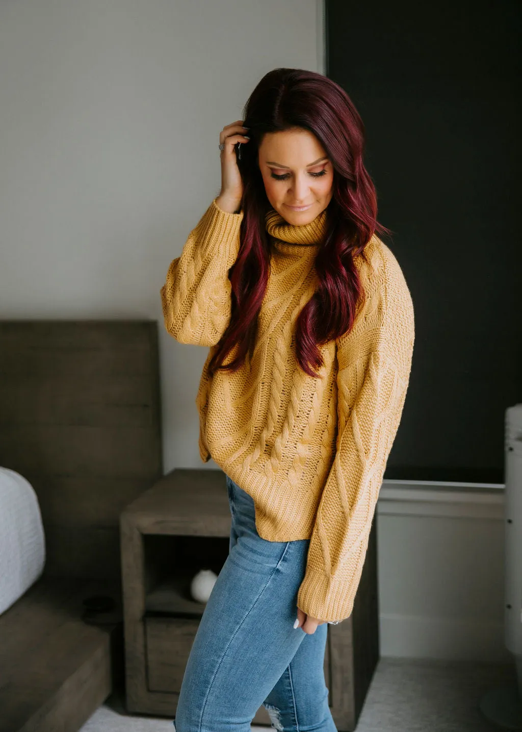 Aubree Cable Knit Turtleneck Sweater FINAL SALE