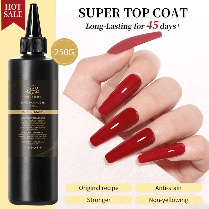 Base Gel Super Top Coat 250g Matte Top Coat Gel Polish Soak Off UV LED Gel Varnish Functional Gel Nail Salon