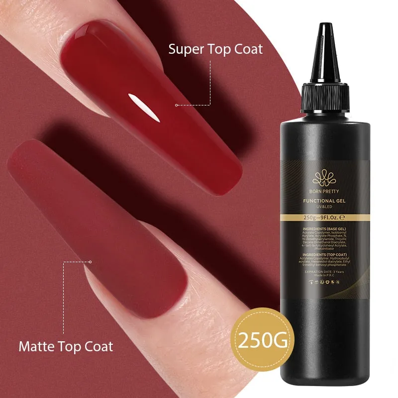 Base Gel Super Top Coat 250g Matte Top Coat Gel Polish Soak Off UV LED Gel Varnish Functional Gel Nail Salon