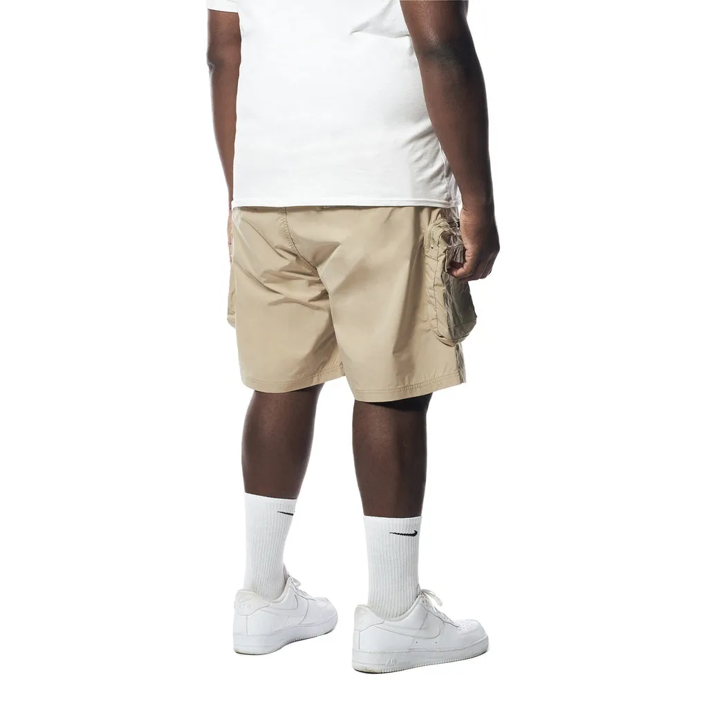 Big and Tall - Printed Utility Lounge Windbreaker Shorts - Khaki