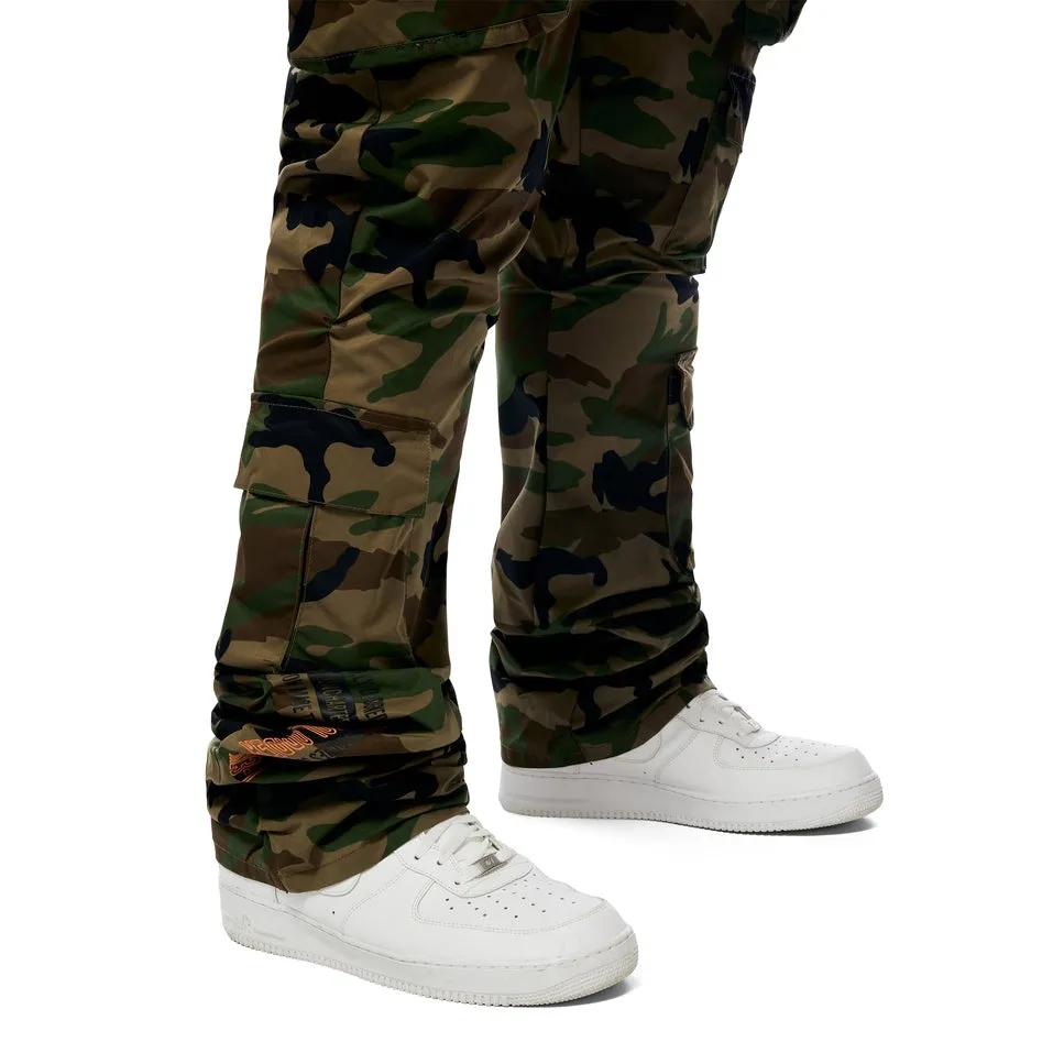 Big And Tall Stacked Windbreaker Utility Pants - Wood Camo