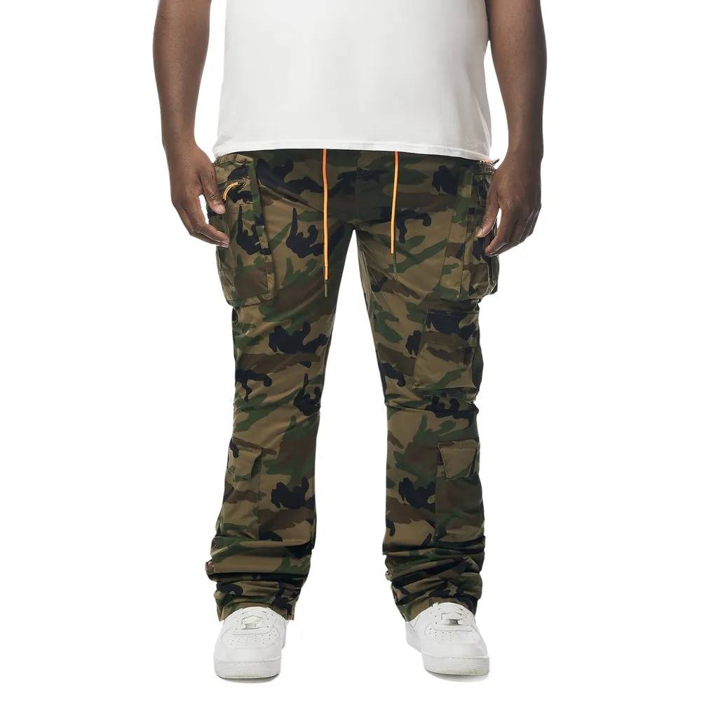 Big And Tall Stacked Windbreaker Utility Pants - Wood Camo