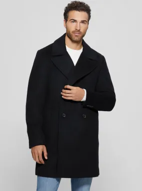 Black Bel Air Melton Wool Coat