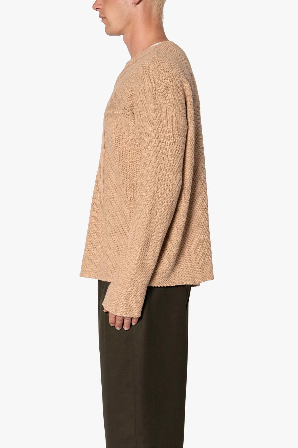 Boat Neck Star Sweater - Tan