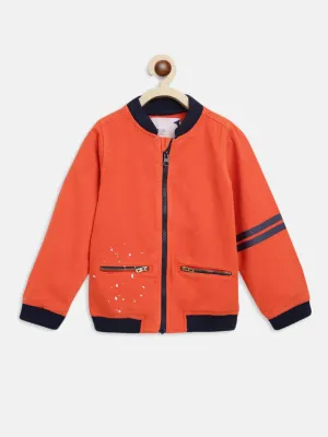 Boys Orange Front Pockets Jacket