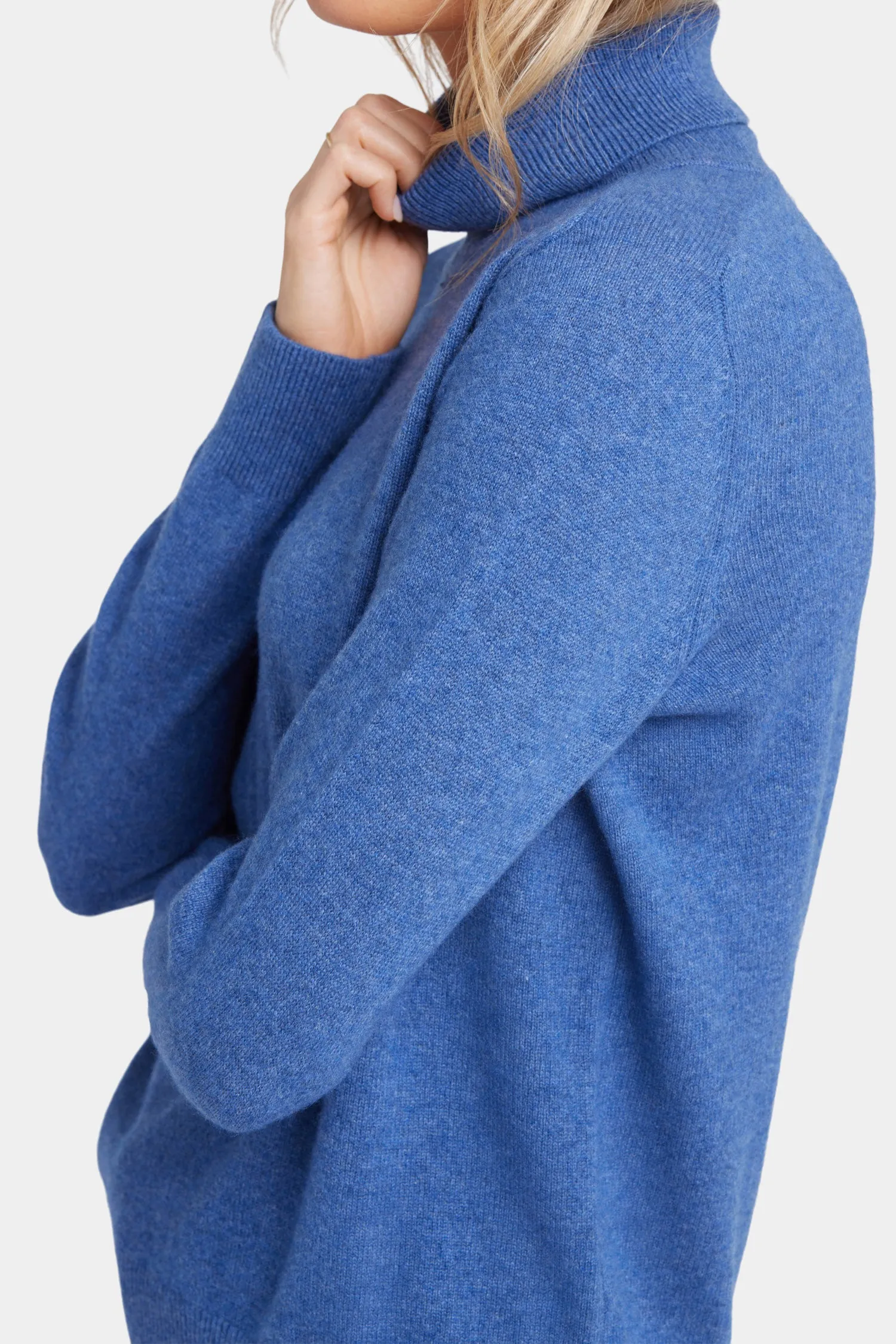 Cashmere Turtleneck Sweater - Heather Blue