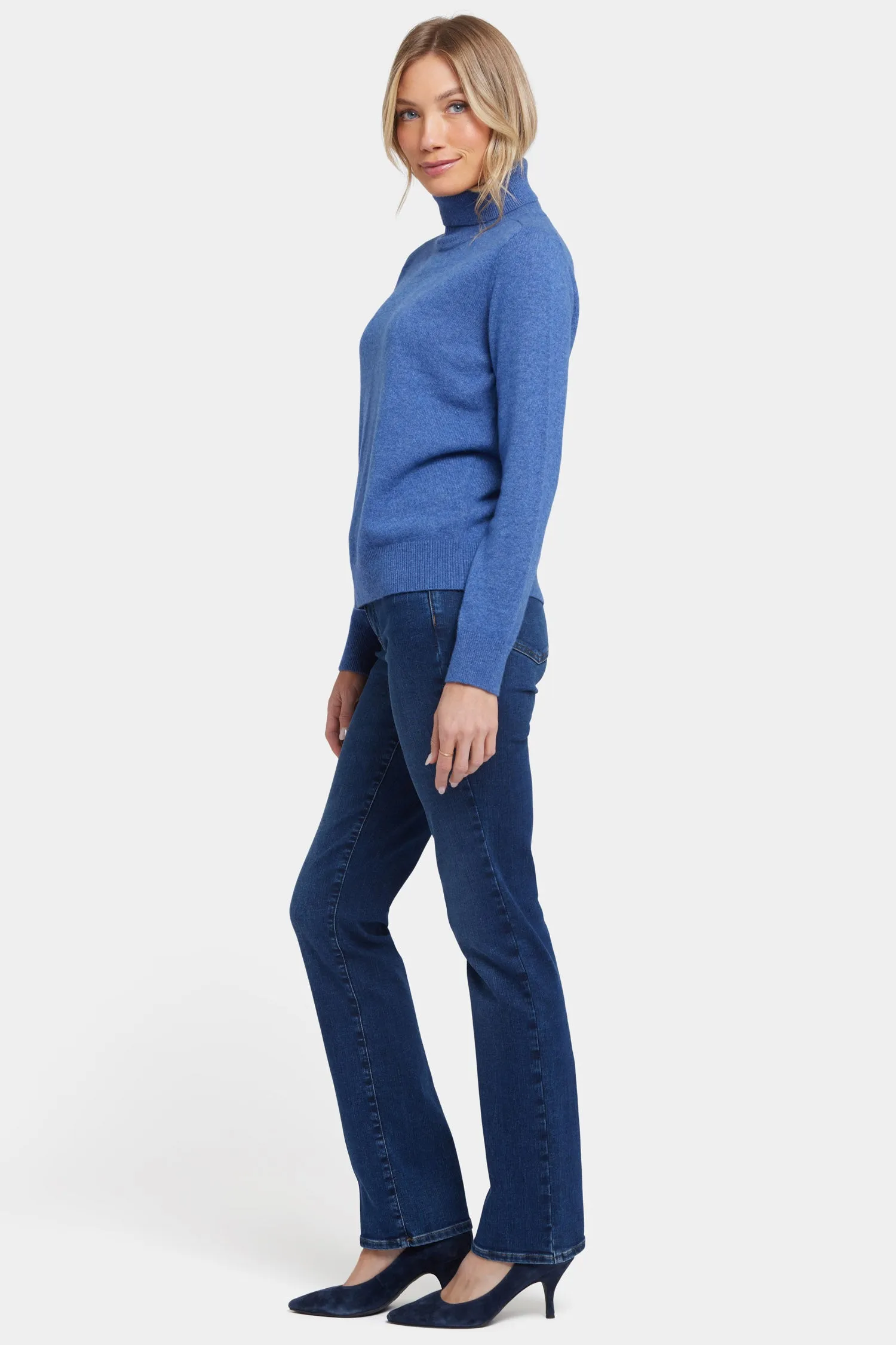 Cashmere Turtleneck Sweater - Heather Blue