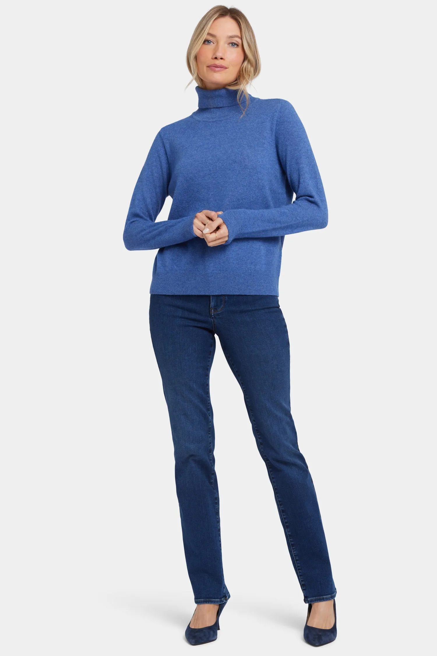 Cashmere Turtleneck Sweater - Heather Blue