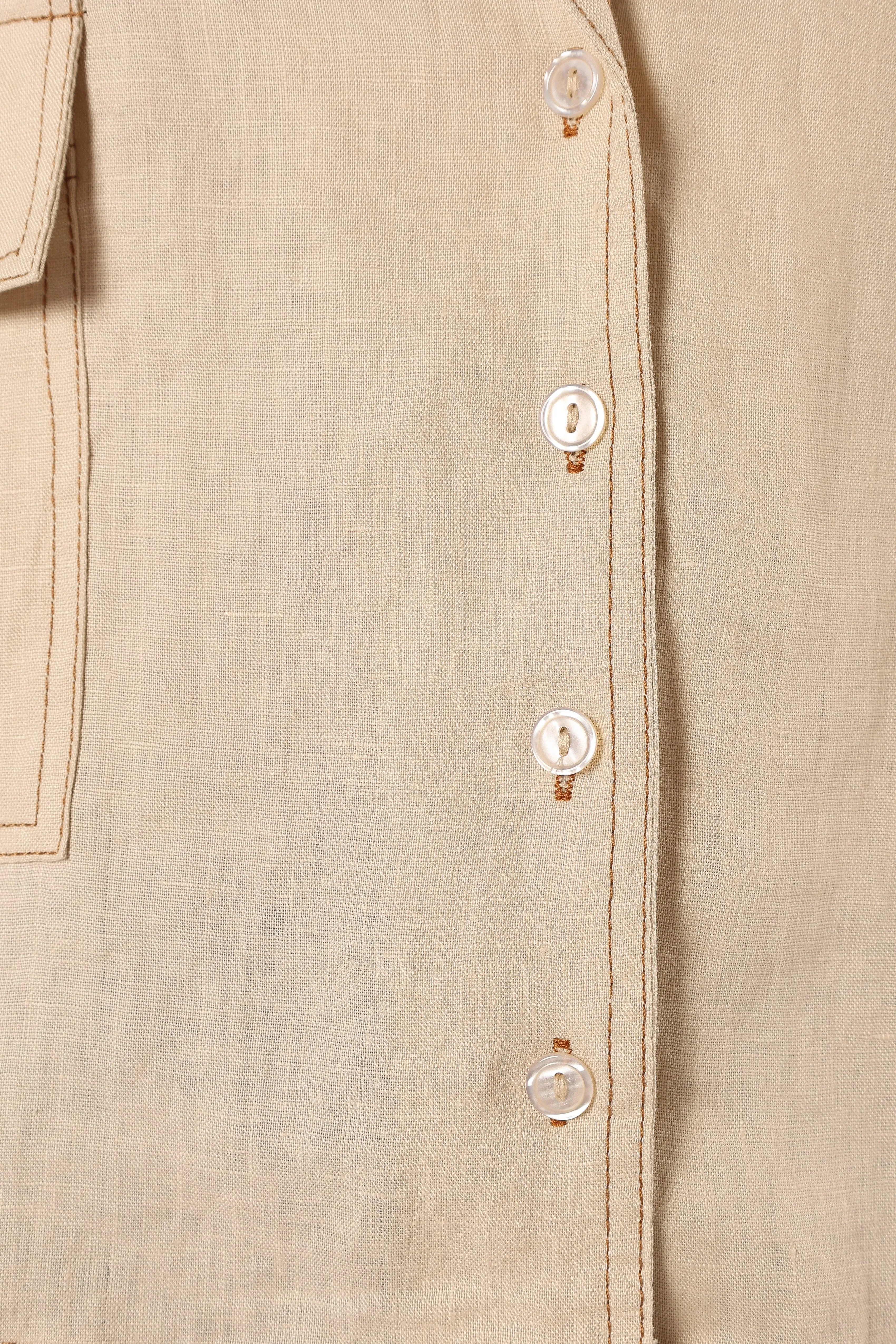 Charleston Button Down Top - Beige