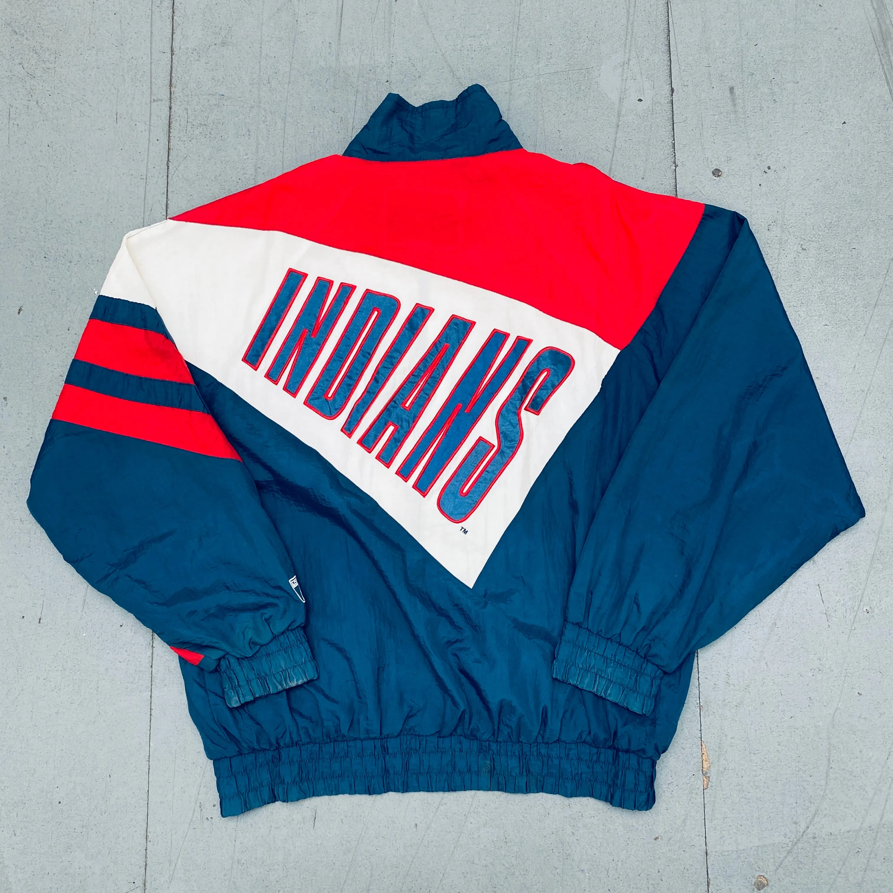 Cleveland Indians: 1990's Logo 7 Reverse Spellout Fullzip Windbreaker (L)