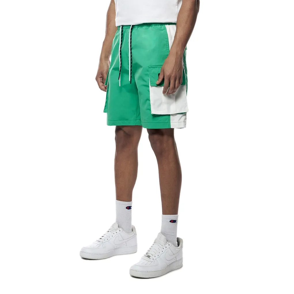 Color block Utility Windbreaker Shorts - Green Grass