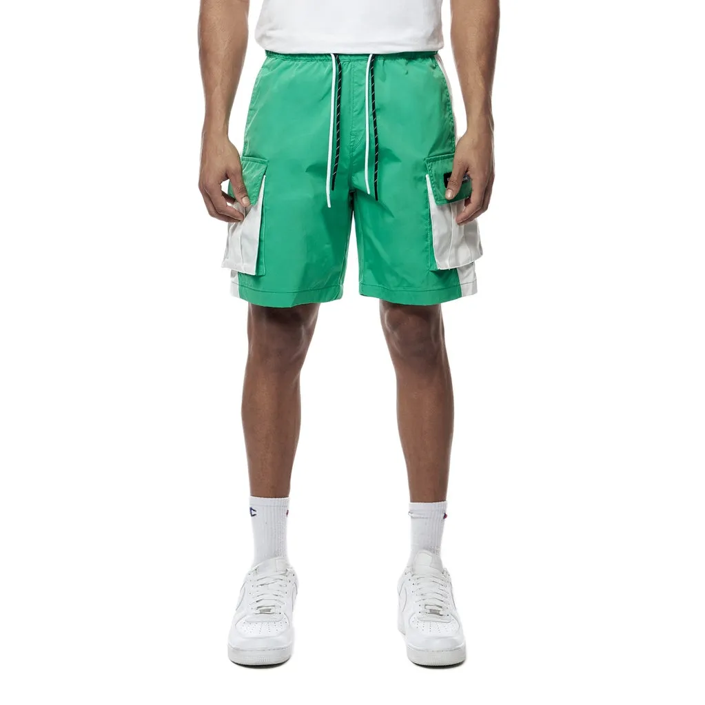 Color block Utility Windbreaker Shorts - Green Grass