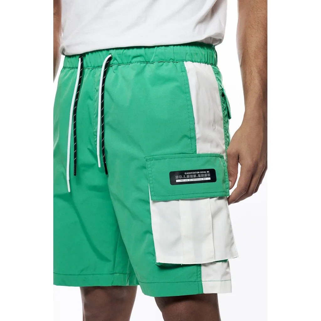 Color block Utility Windbreaker Shorts - Green Grass