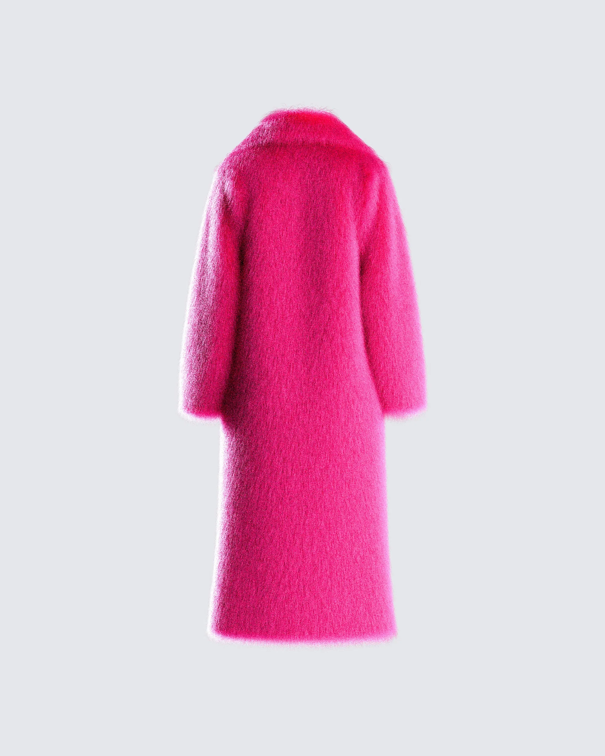 Corinne Hot Pink Vegan Fur Coat