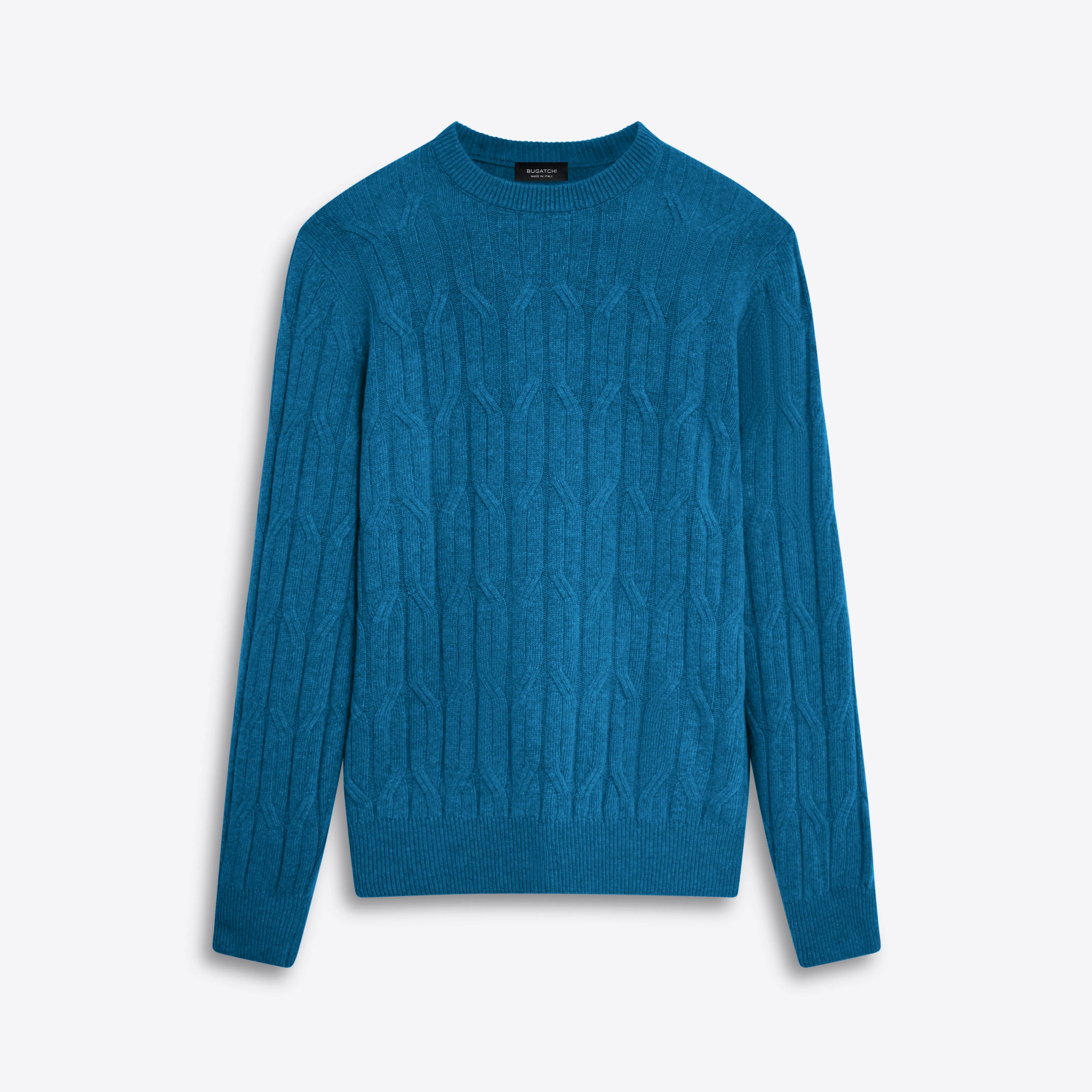 Crew Neck Cable Jacquard Sweater