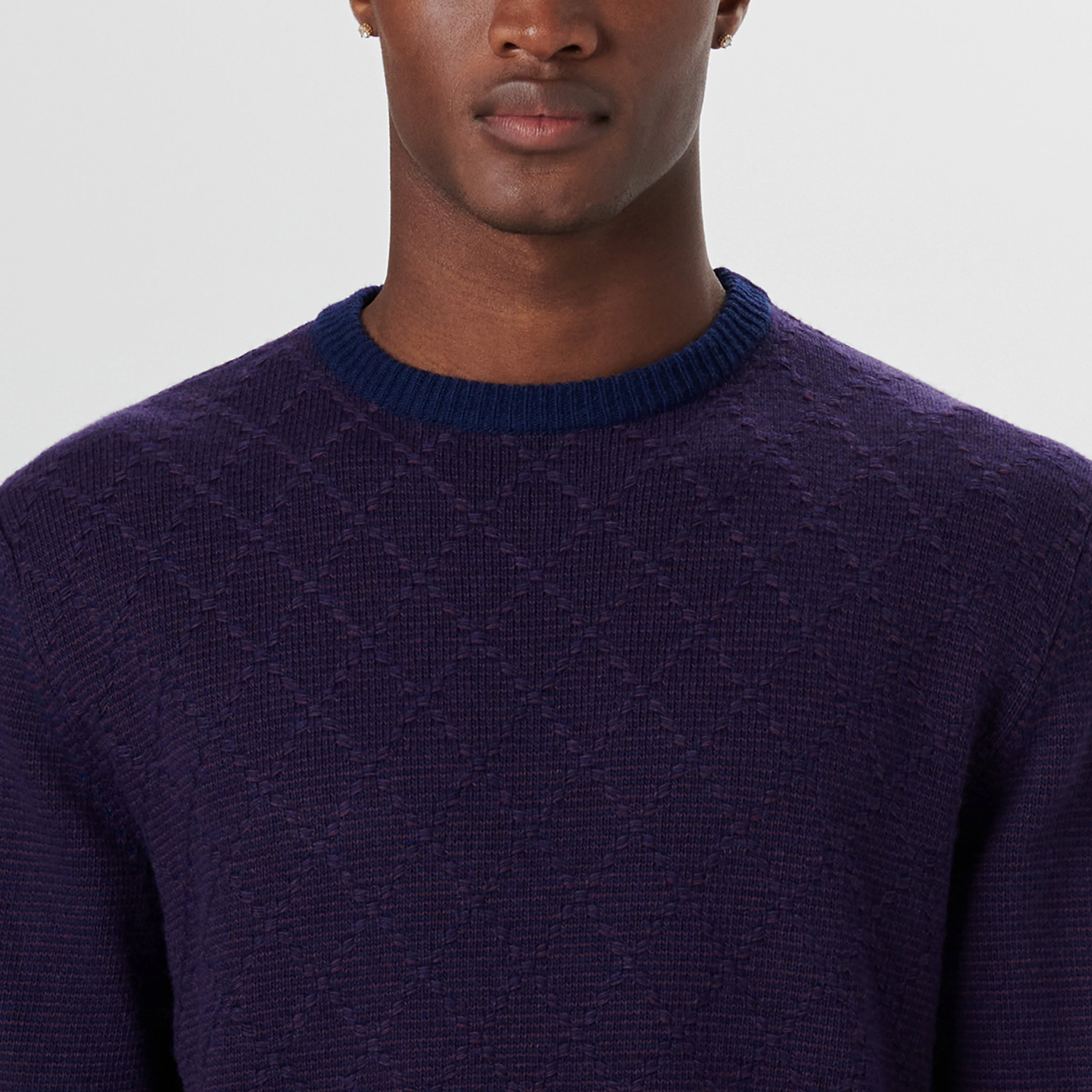 Crew Neck Diamond Check Sweater