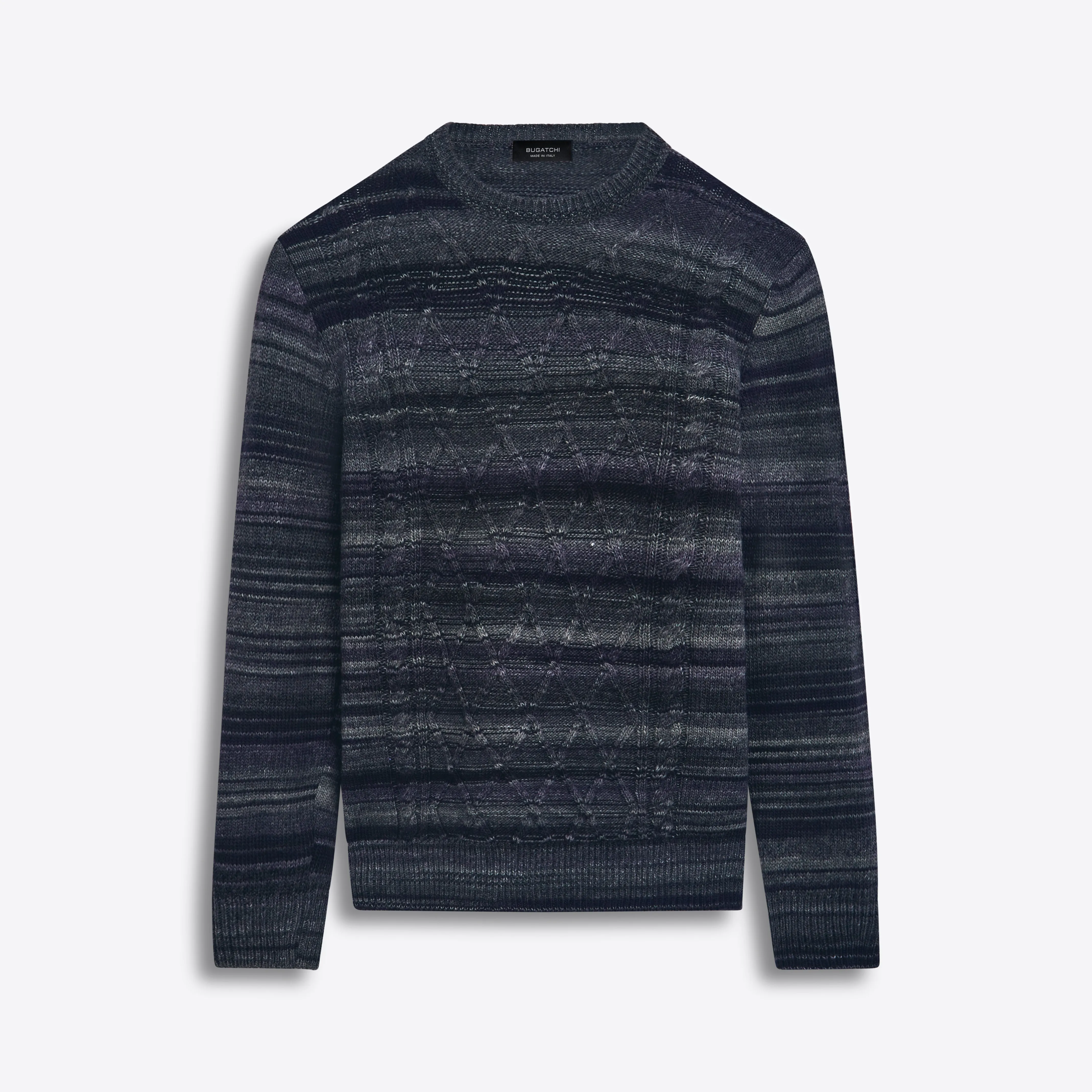 Crew Neck Striped Jacquard Sweater