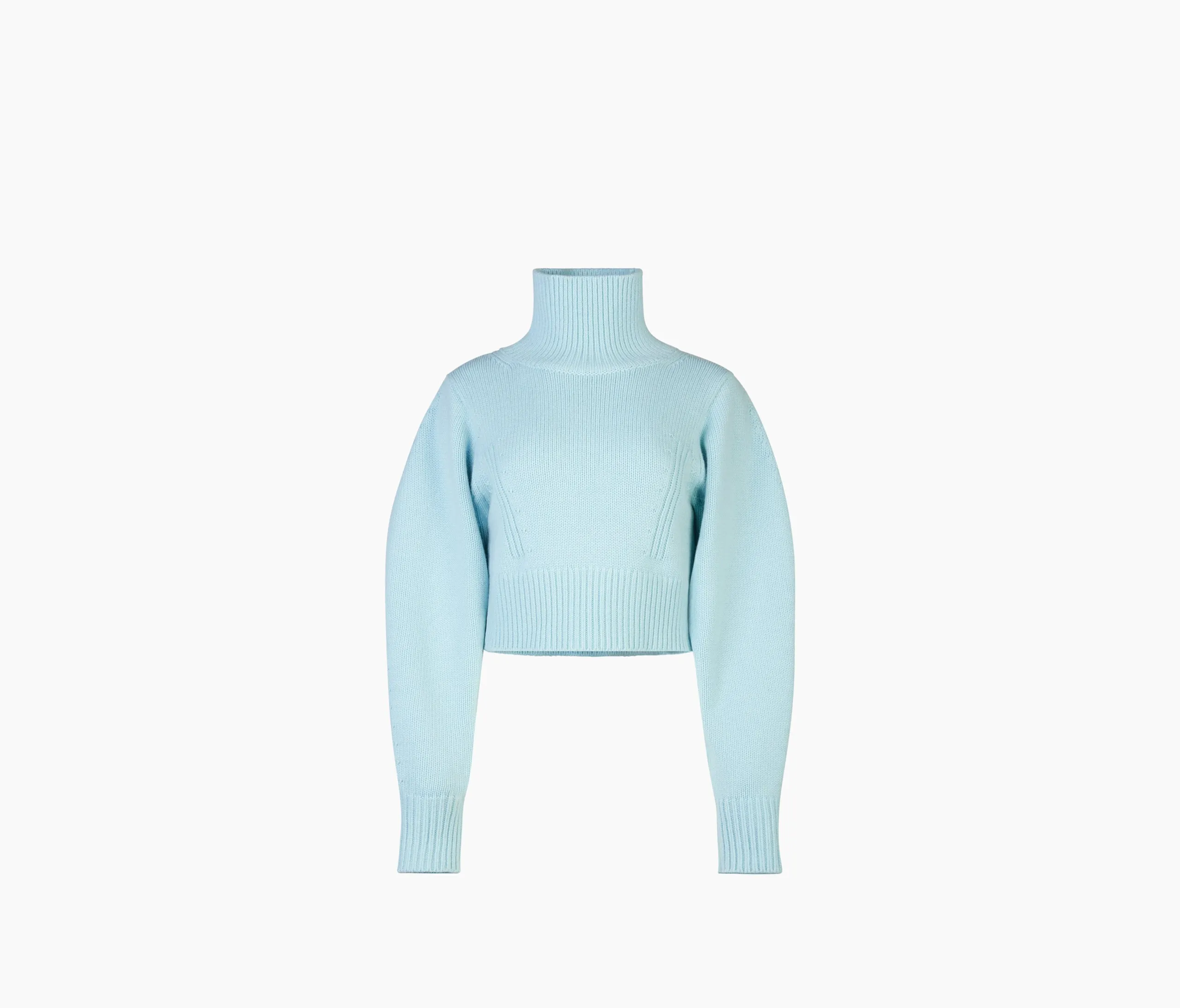 CROPPED TURTLENECK PUFF SLEEVE SWEATER LIGHT BLUE 23AMPU008ML0529U4488