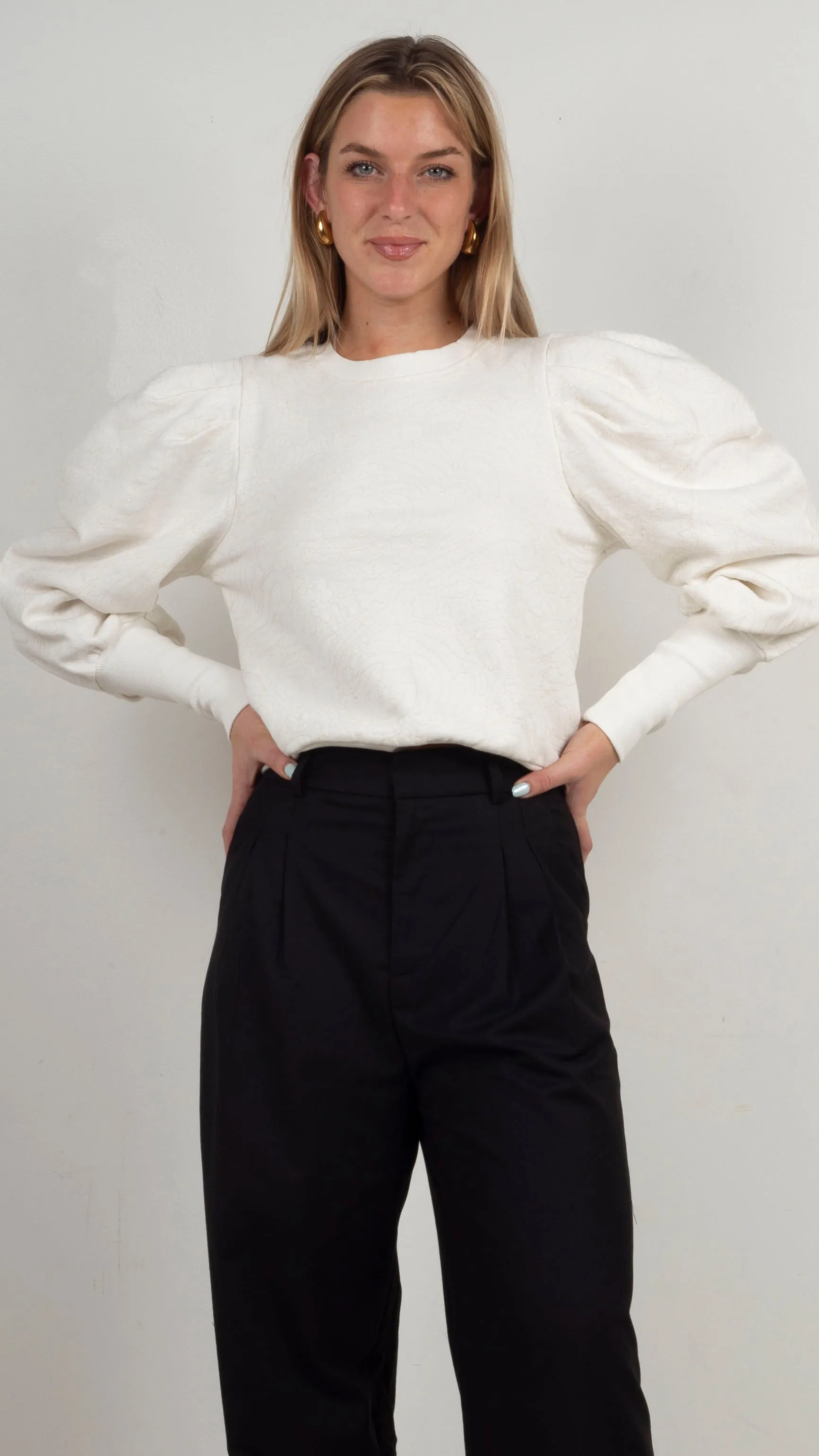 Dayna Quilted Sweatshirt - Ivory