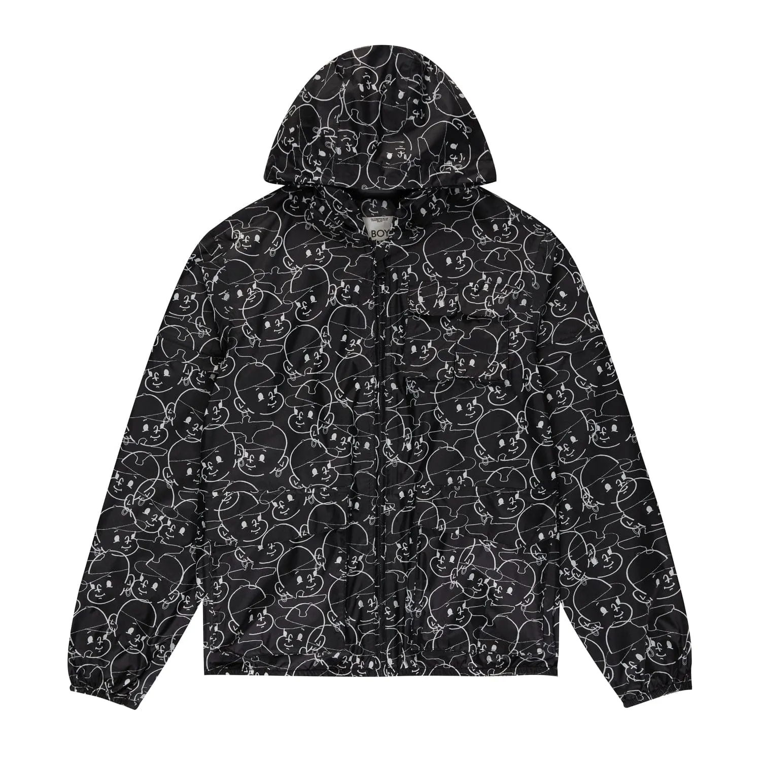 DOODLE BOY PRINTED WINDBREAKER - BLACK