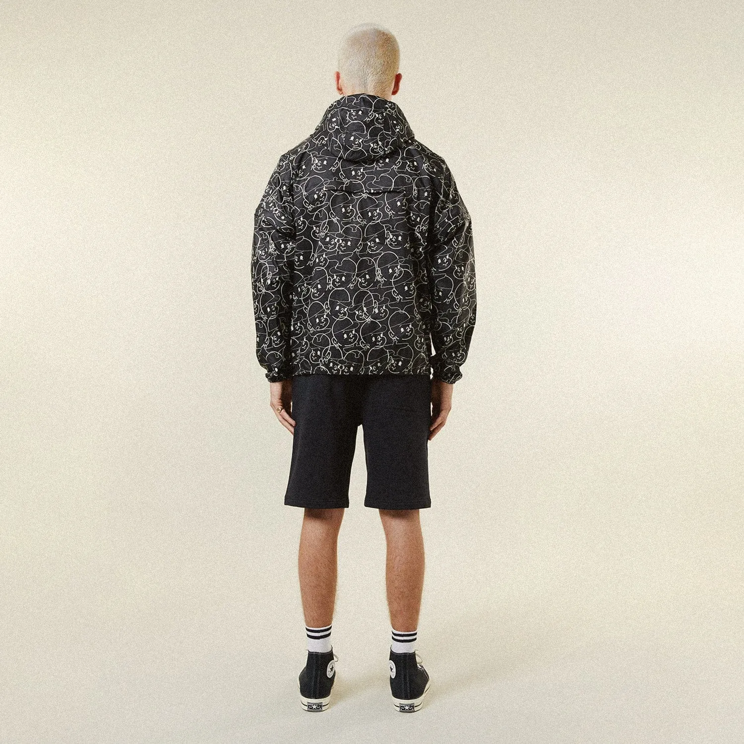 DOODLE BOY PRINTED WINDBREAKER - BLACK