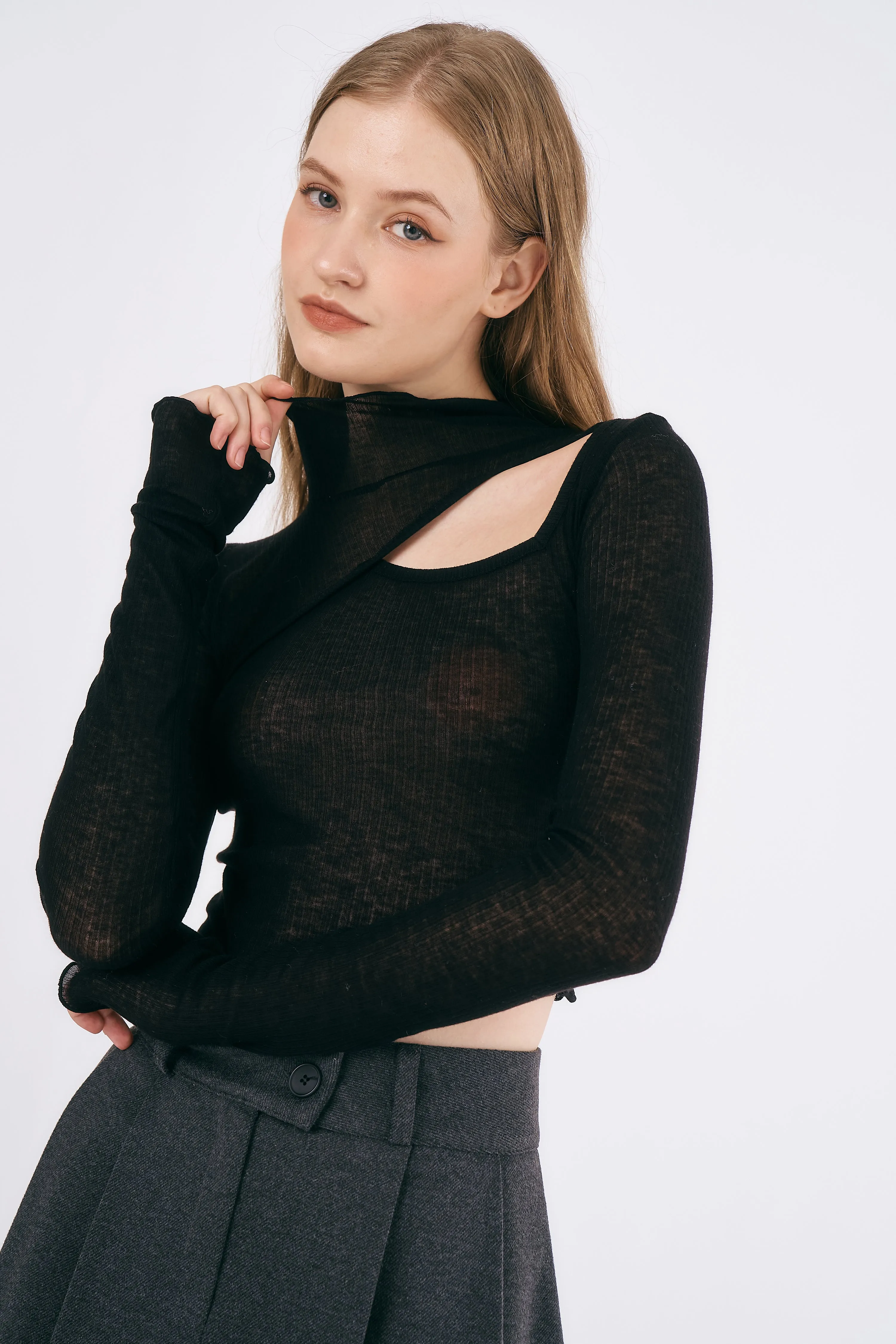 Eliana Cut-out Turtleneck Top