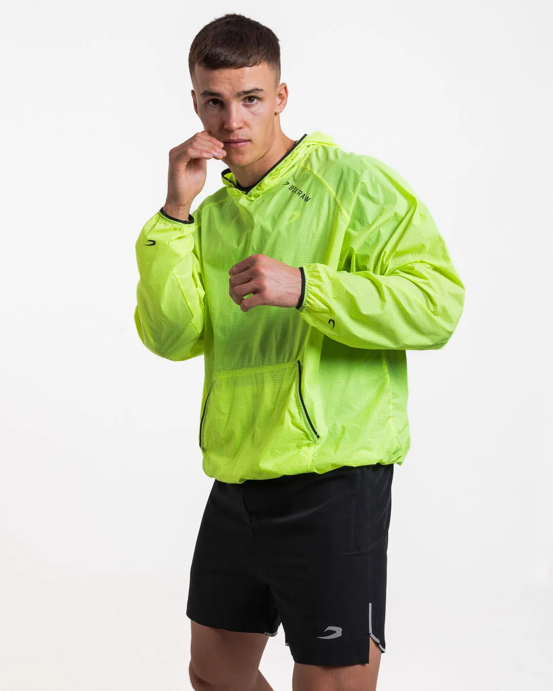 Genaro Oversized Windbreaker Hoodie - Neon Yellow