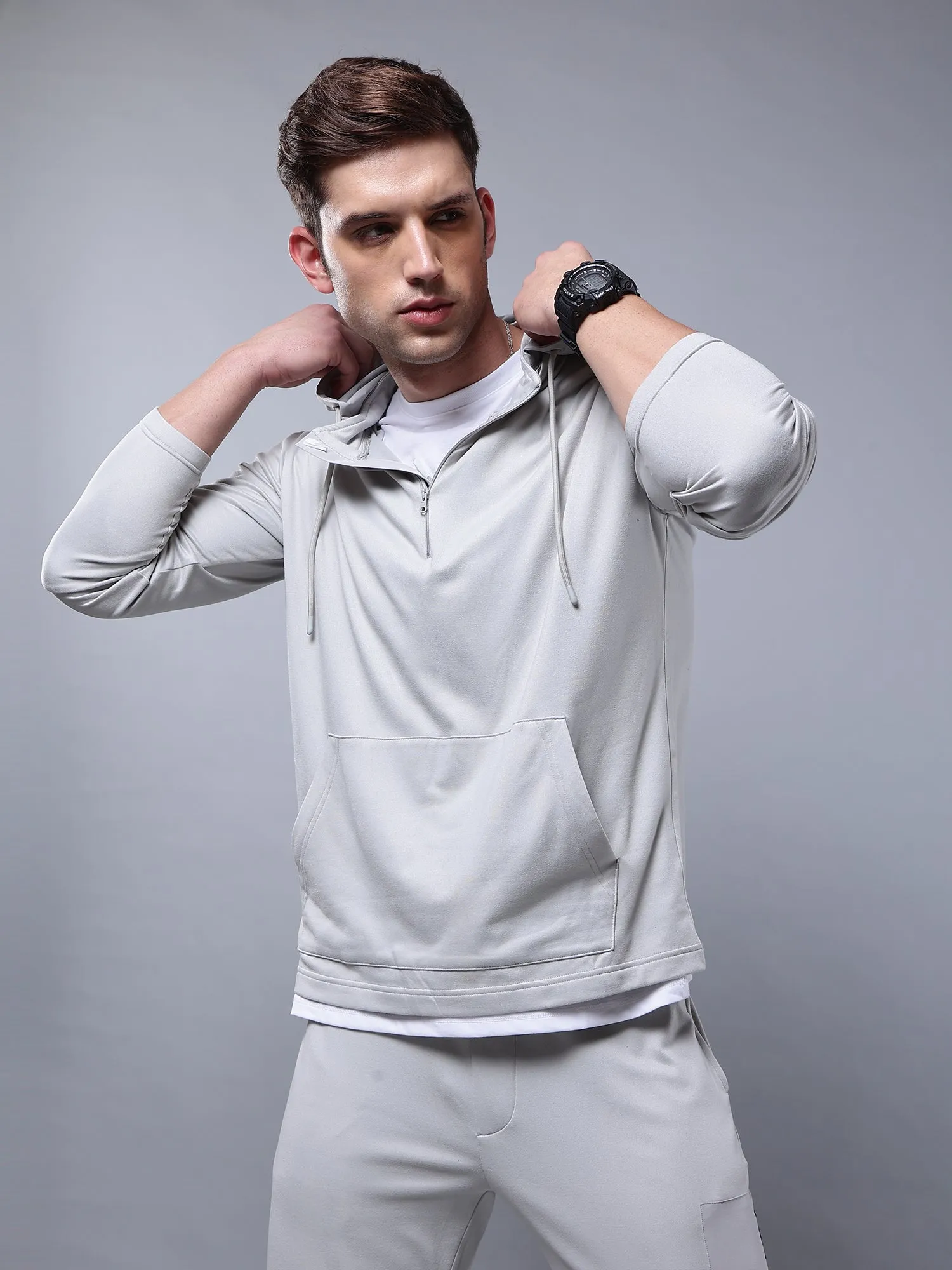 Grey ZipKnit Hoodie