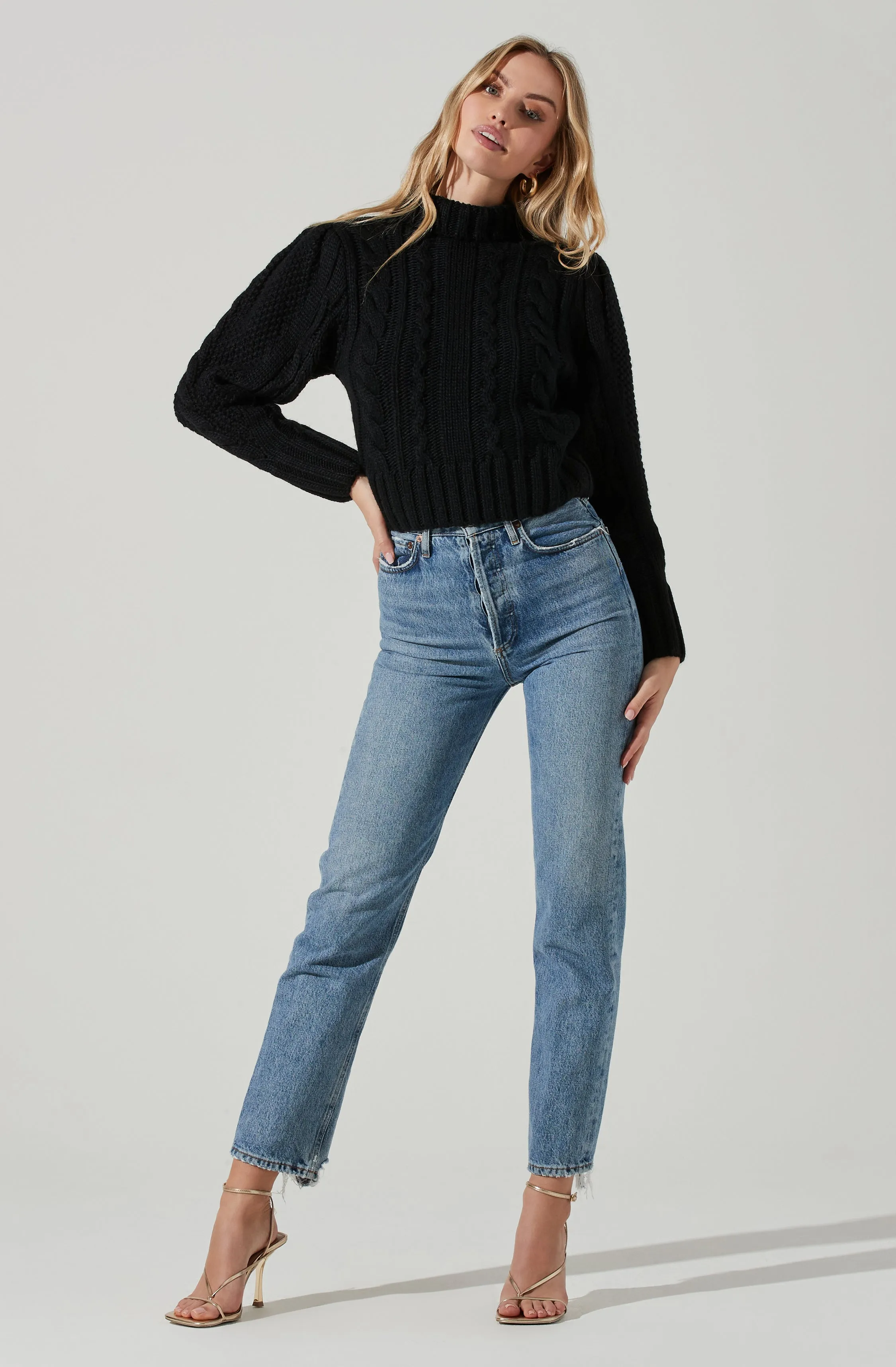 Haisley Cable Knit Turtleneck Sweater