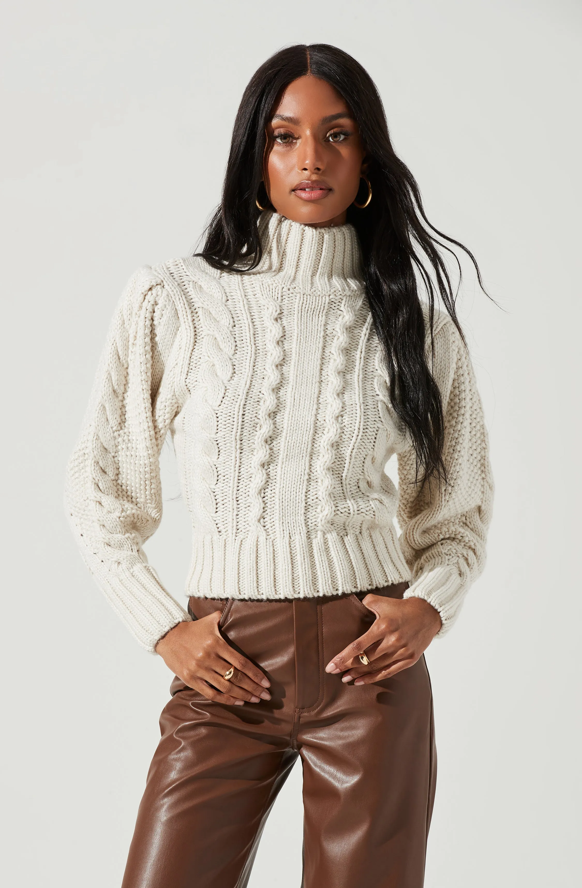 Haisley Cable Knit Turtleneck Sweater