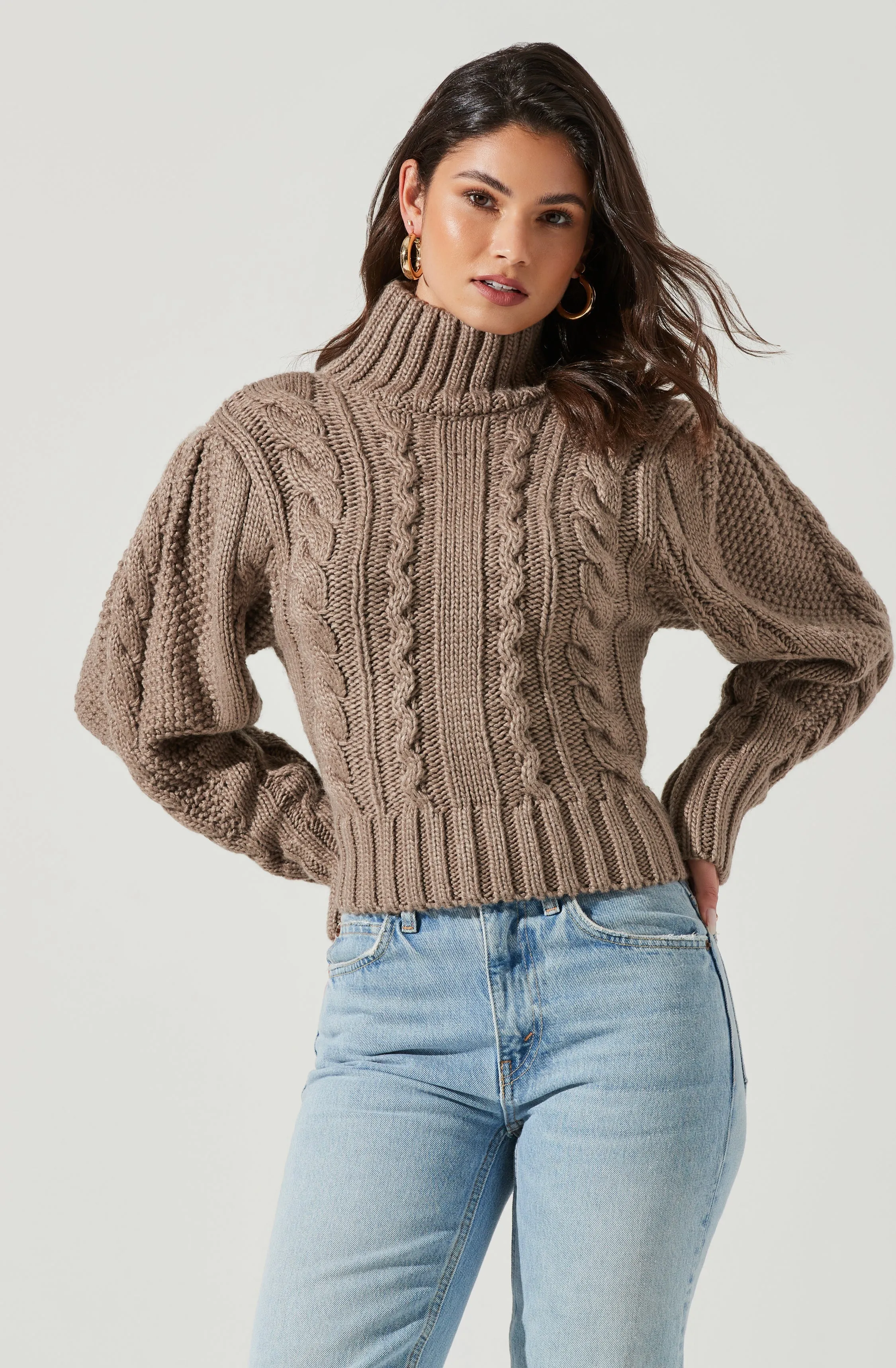 Haisley Cable Knit Turtleneck Sweater