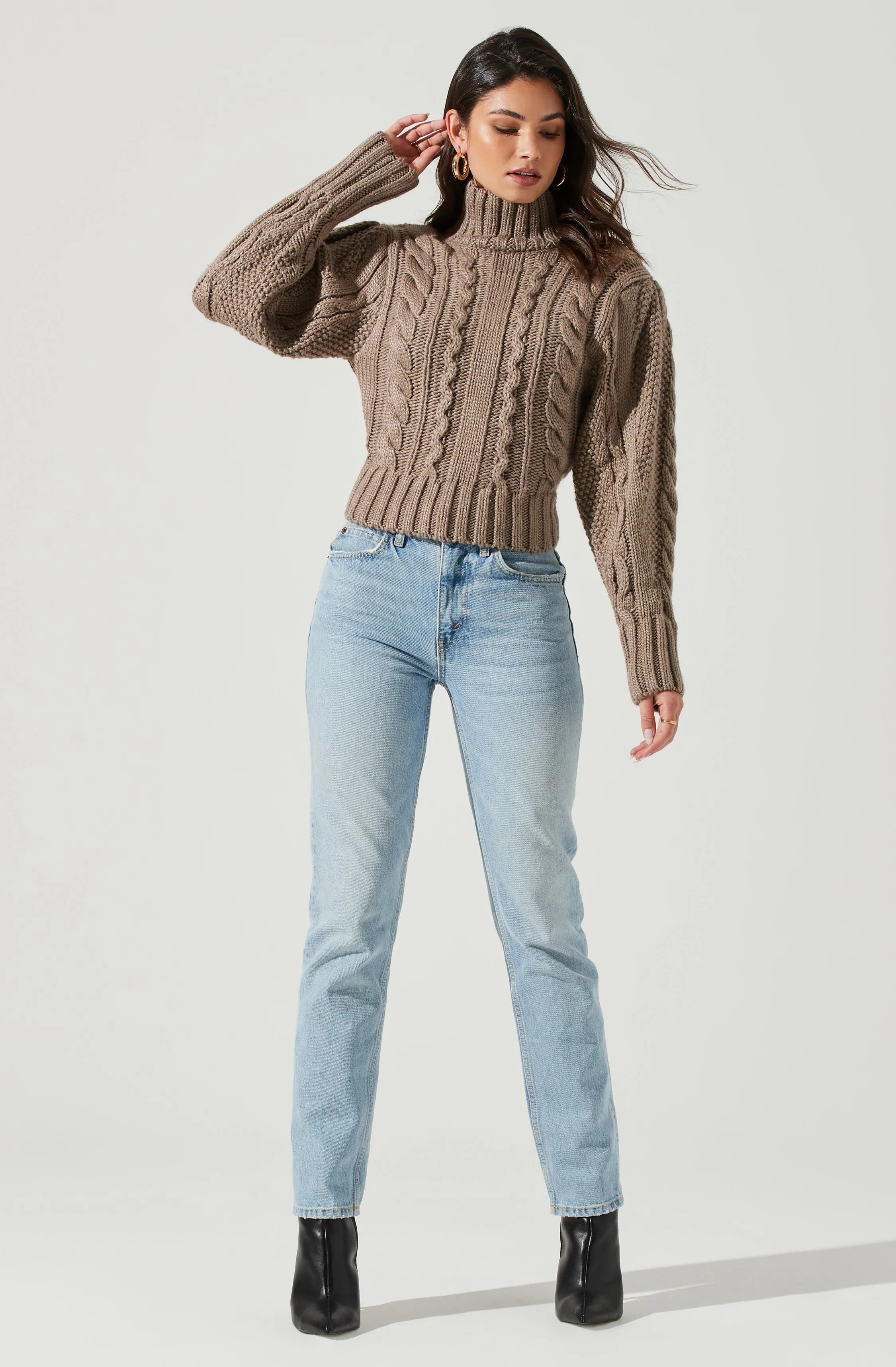 Haisley Cable Knit Turtleneck Sweater