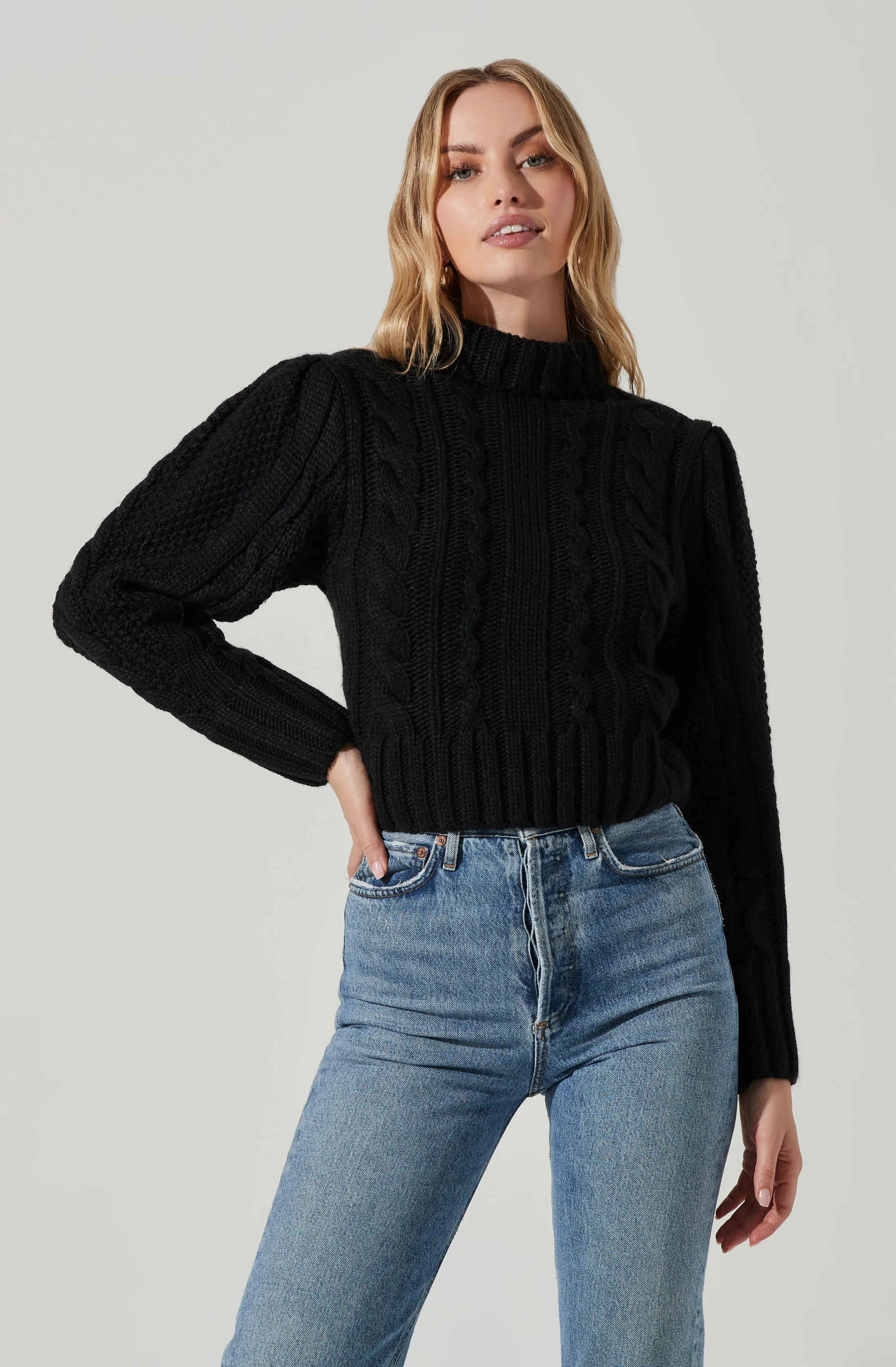 Haisley Cable Knit Turtleneck Sweater