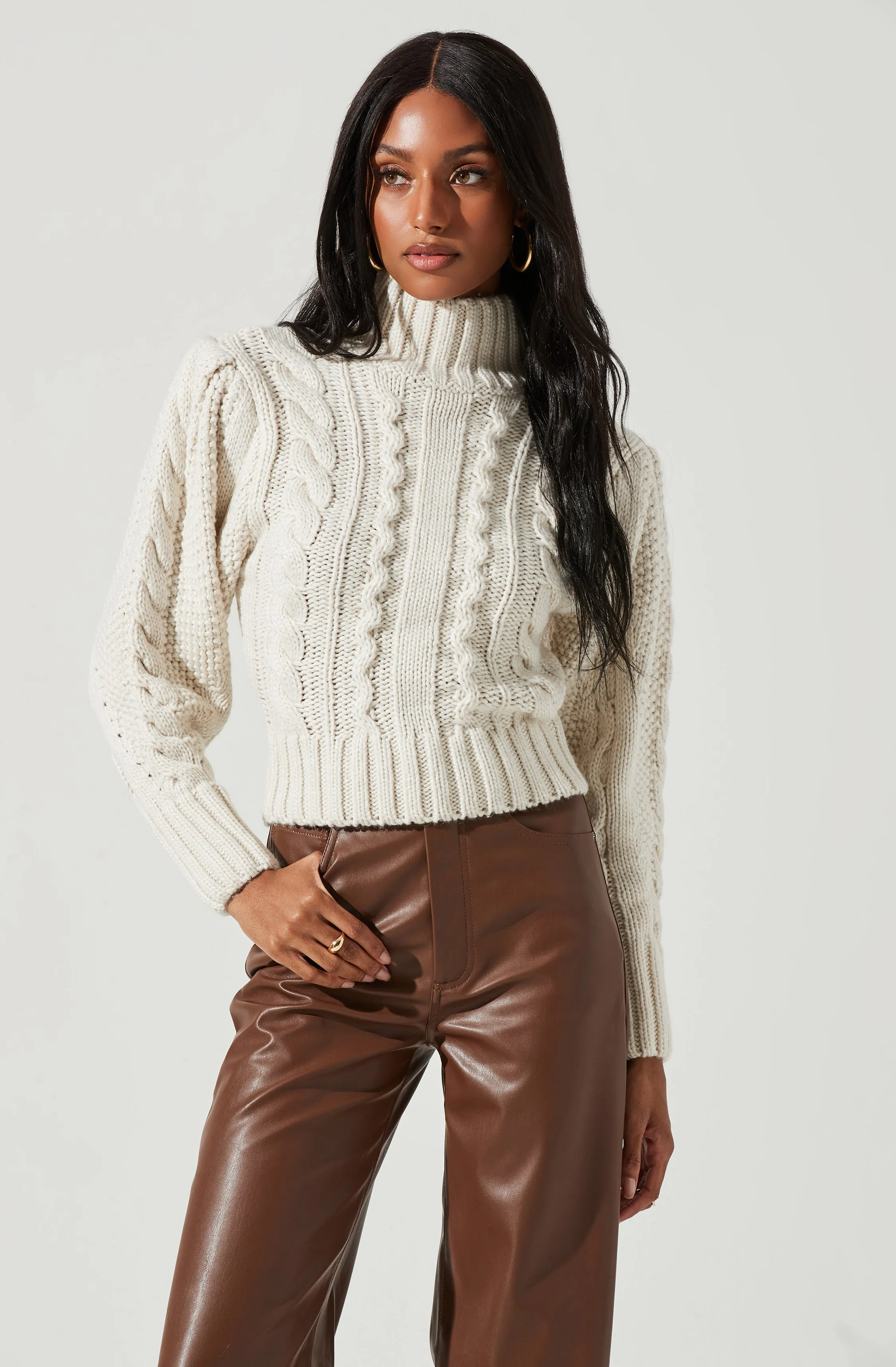 Haisley Cable Knit Turtleneck Sweater