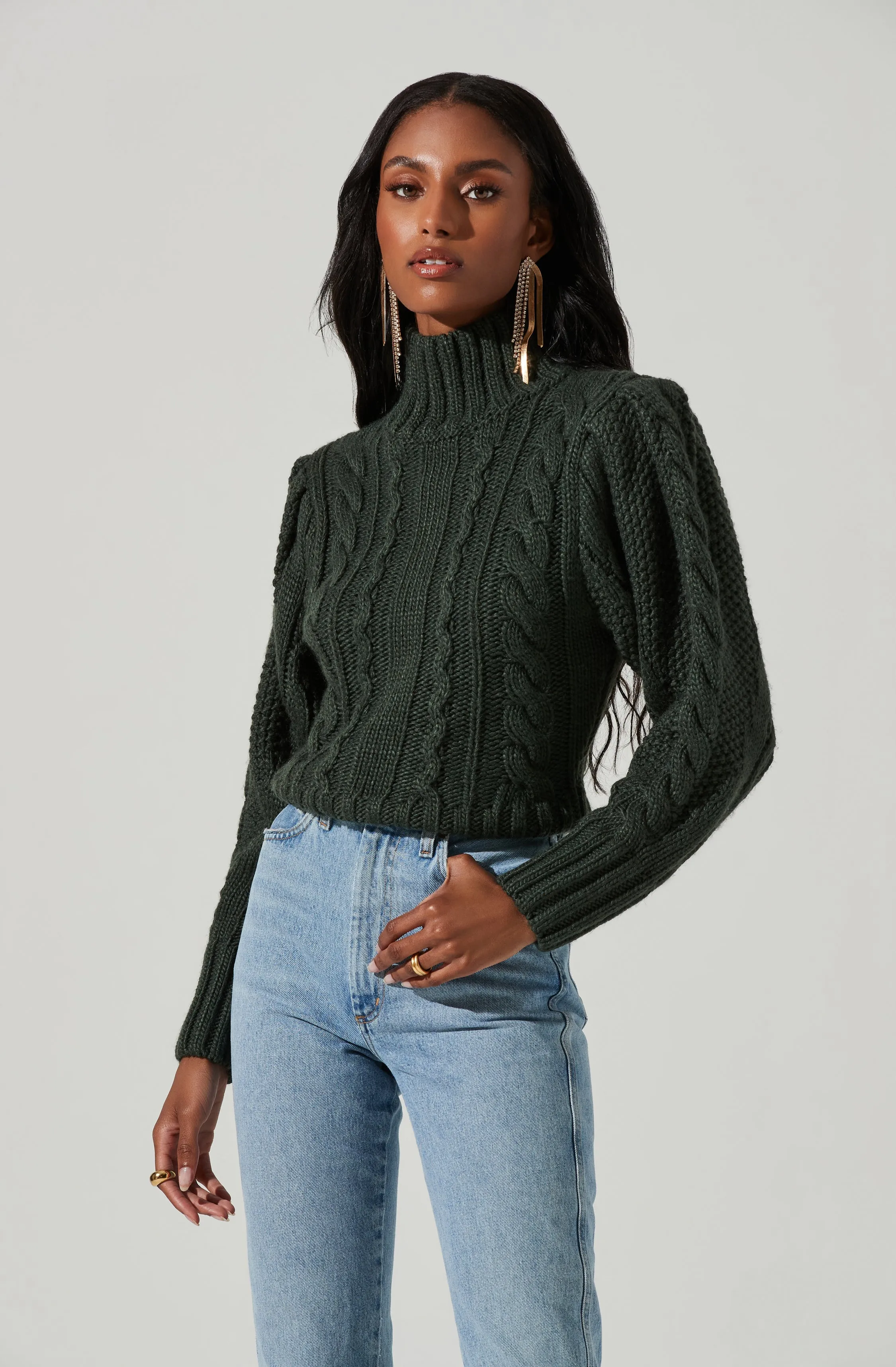 Haisley Cable Knit Turtleneck Sweater