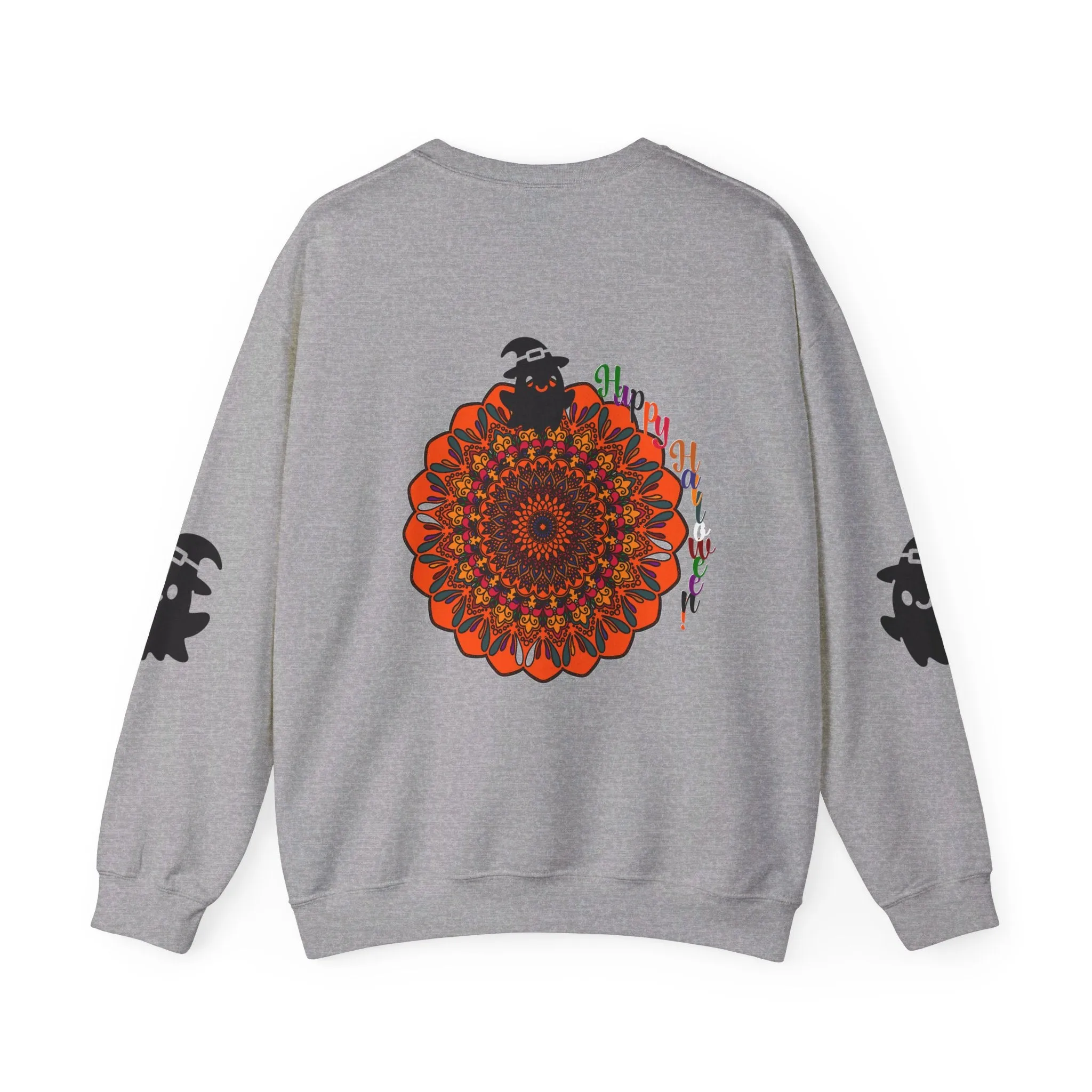 Handmade Mandala Ghost Sweatshirt - Unisex Crewneck Sweatshirt