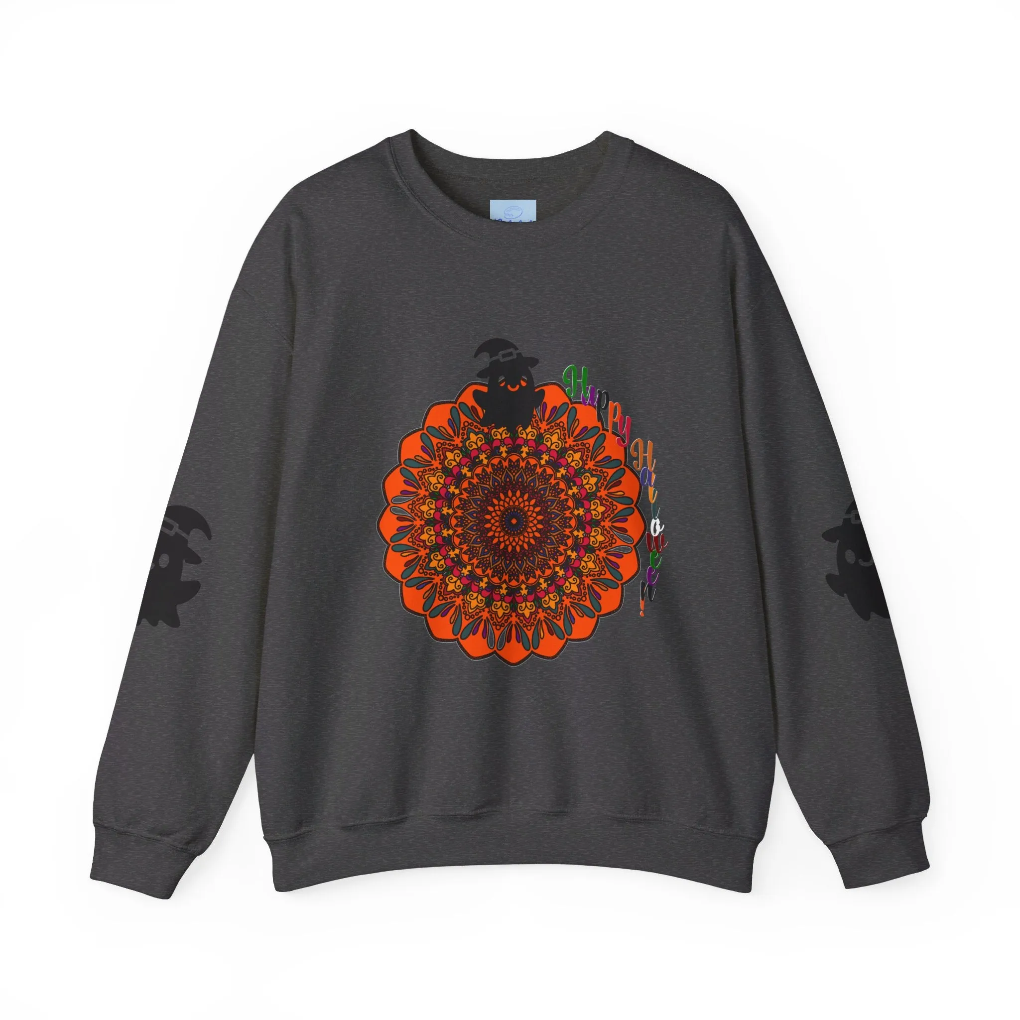 Handmade Mandala Ghost Sweatshirt - Unisex Crewneck Sweatshirt