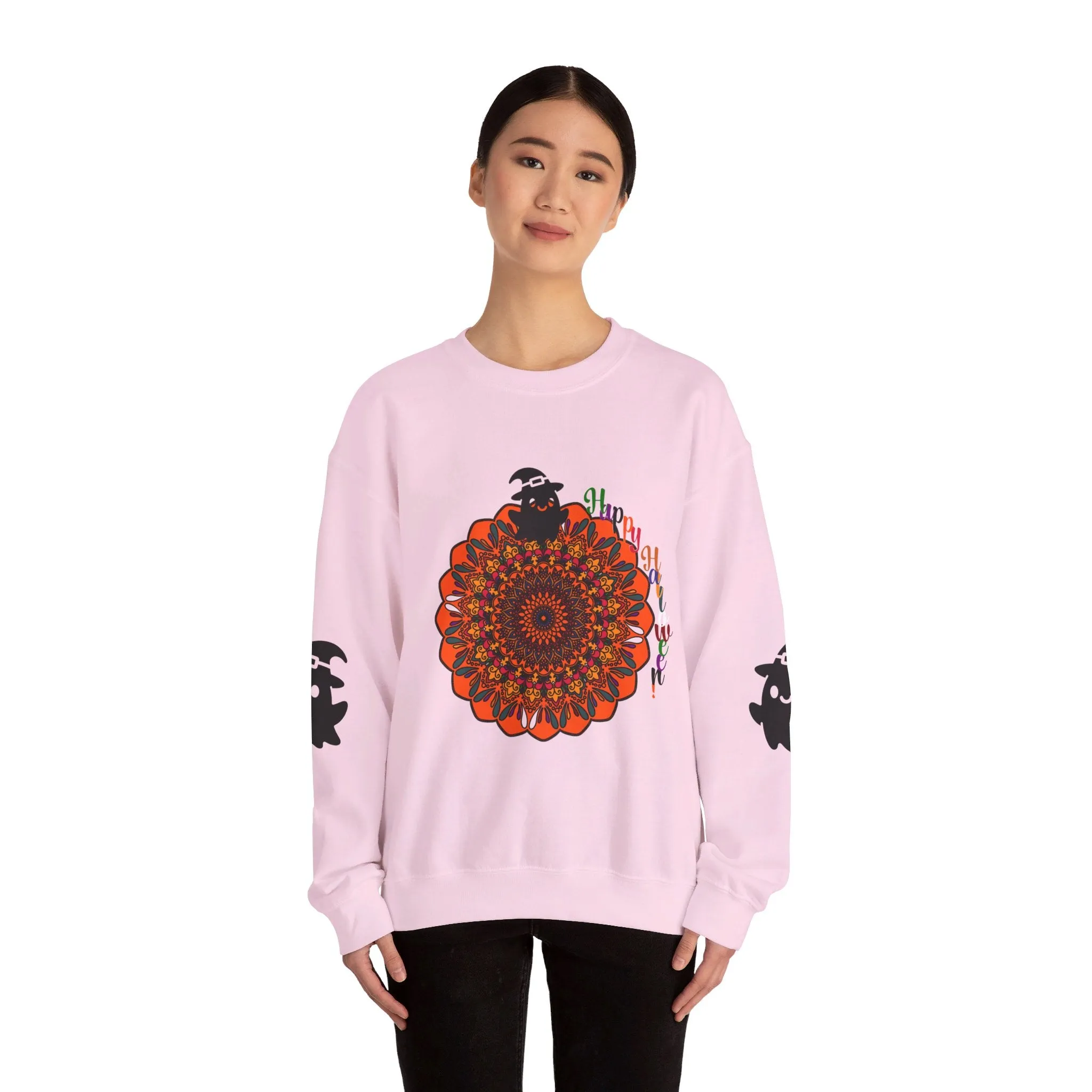 Handmade Mandala Ghost Sweatshirt - Unisex Crewneck Sweatshirt