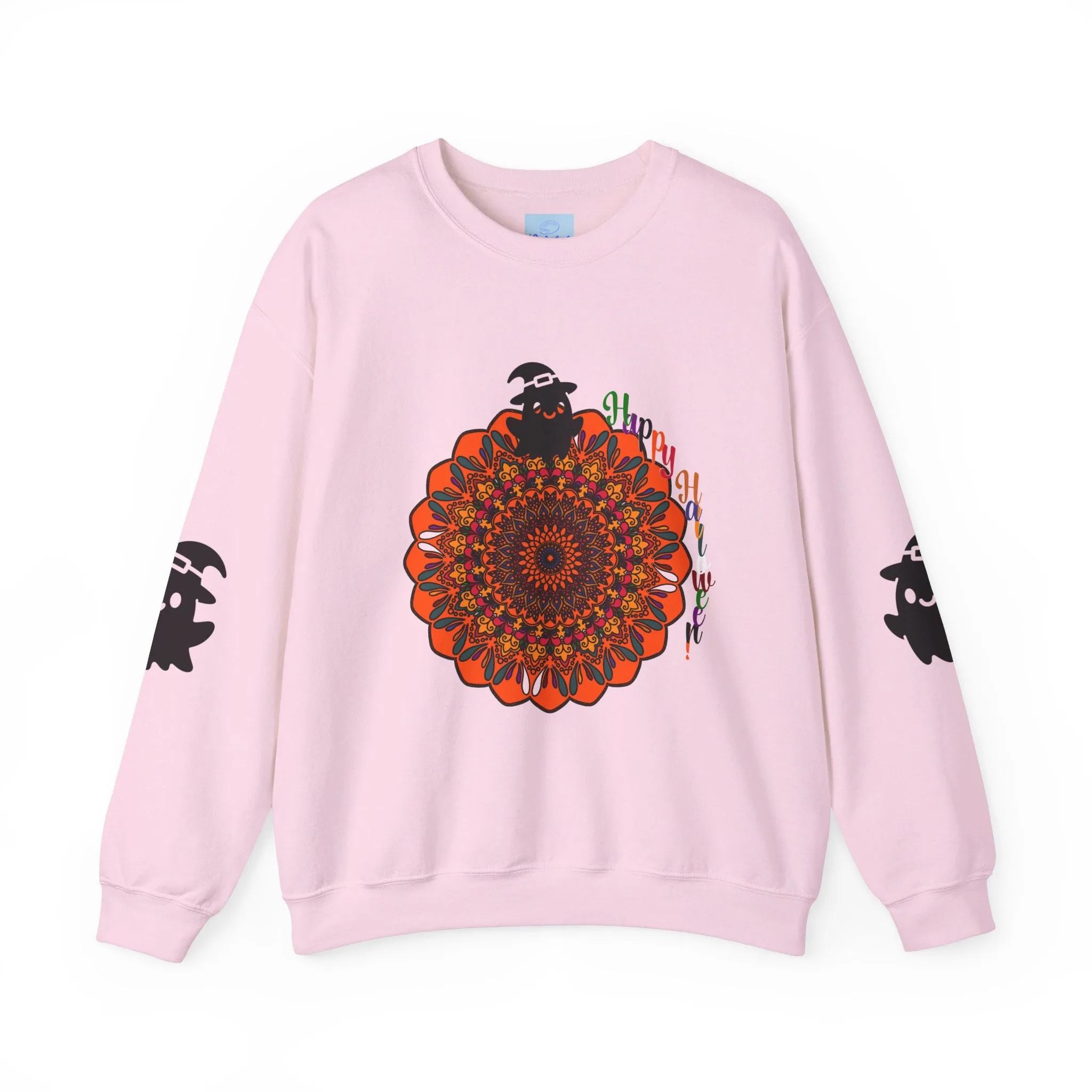 Handmade Mandala Ghost Sweatshirt - Unisex Crewneck Sweatshirt