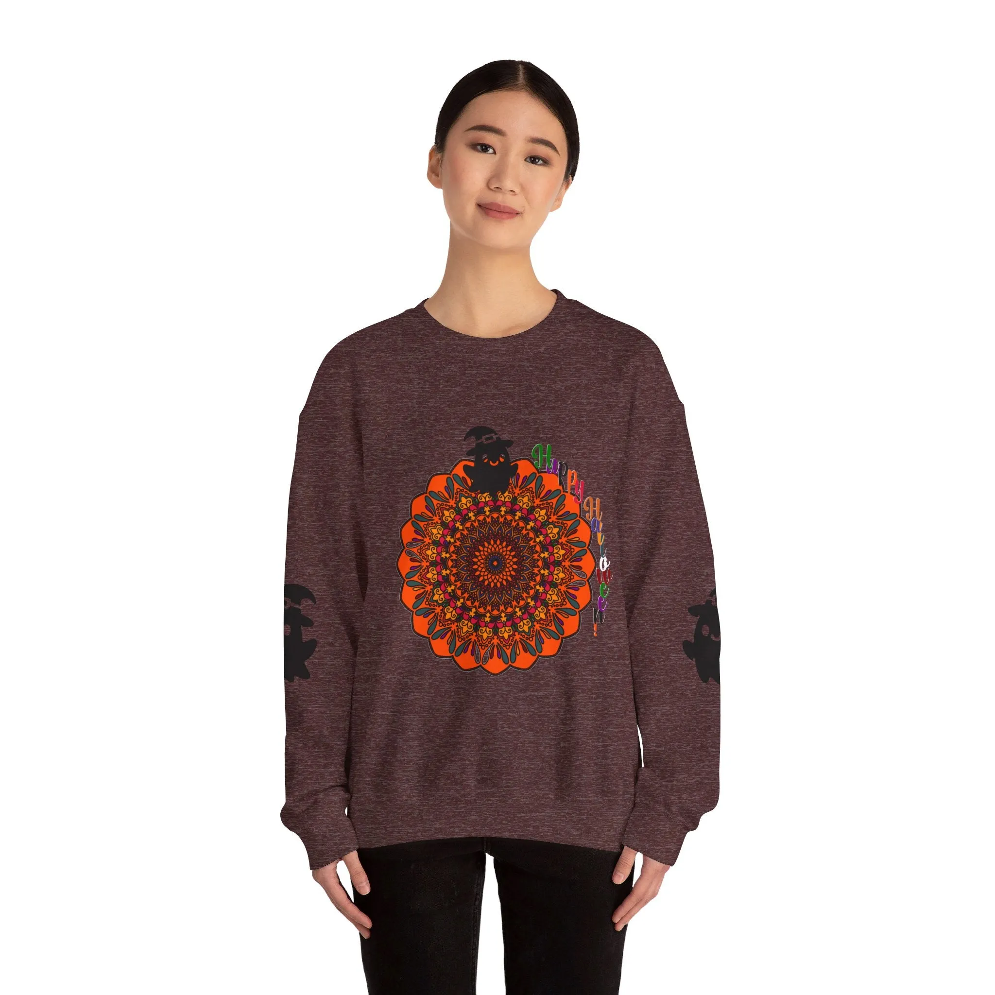 Handmade Mandala Ghost Sweatshirt - Unisex Crewneck Sweatshirt