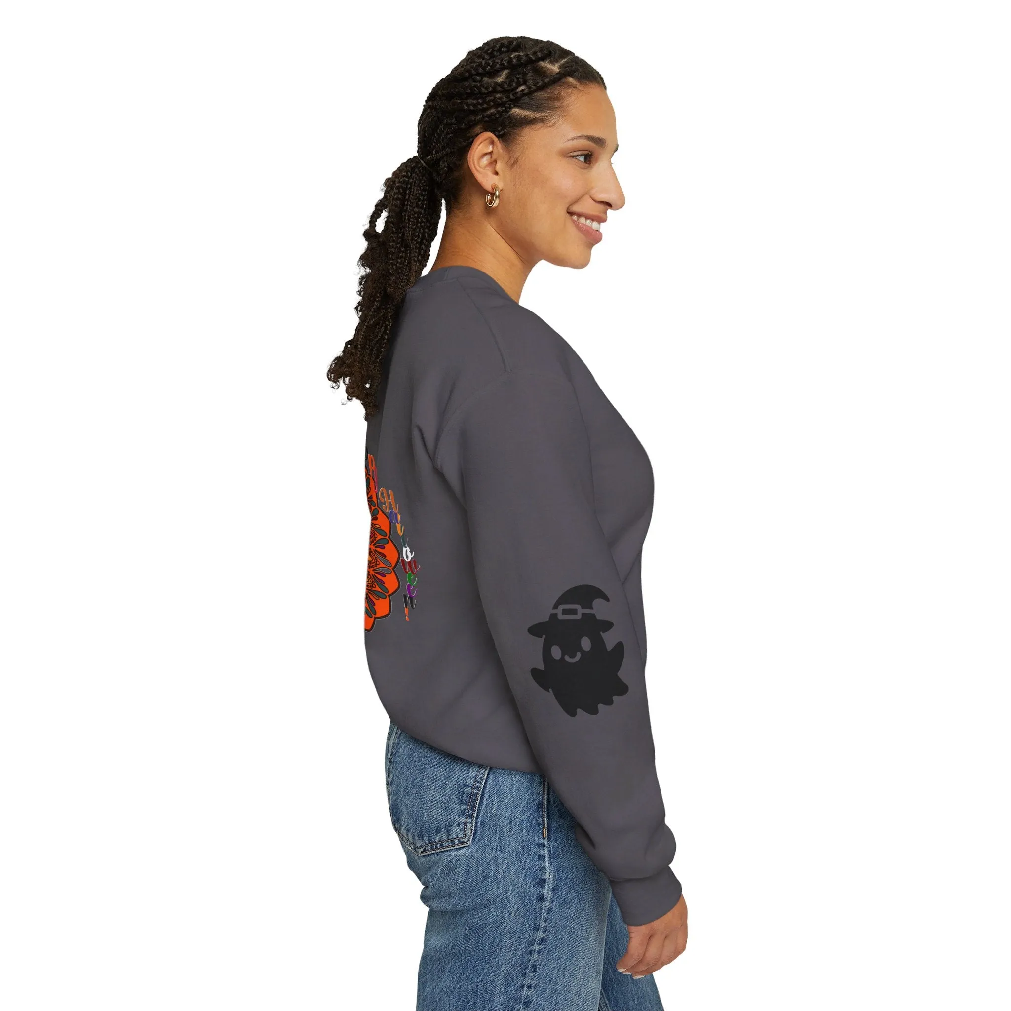 Handmade Mandala Ghost Sweatshirt - Unisex Crewneck Sweatshirt