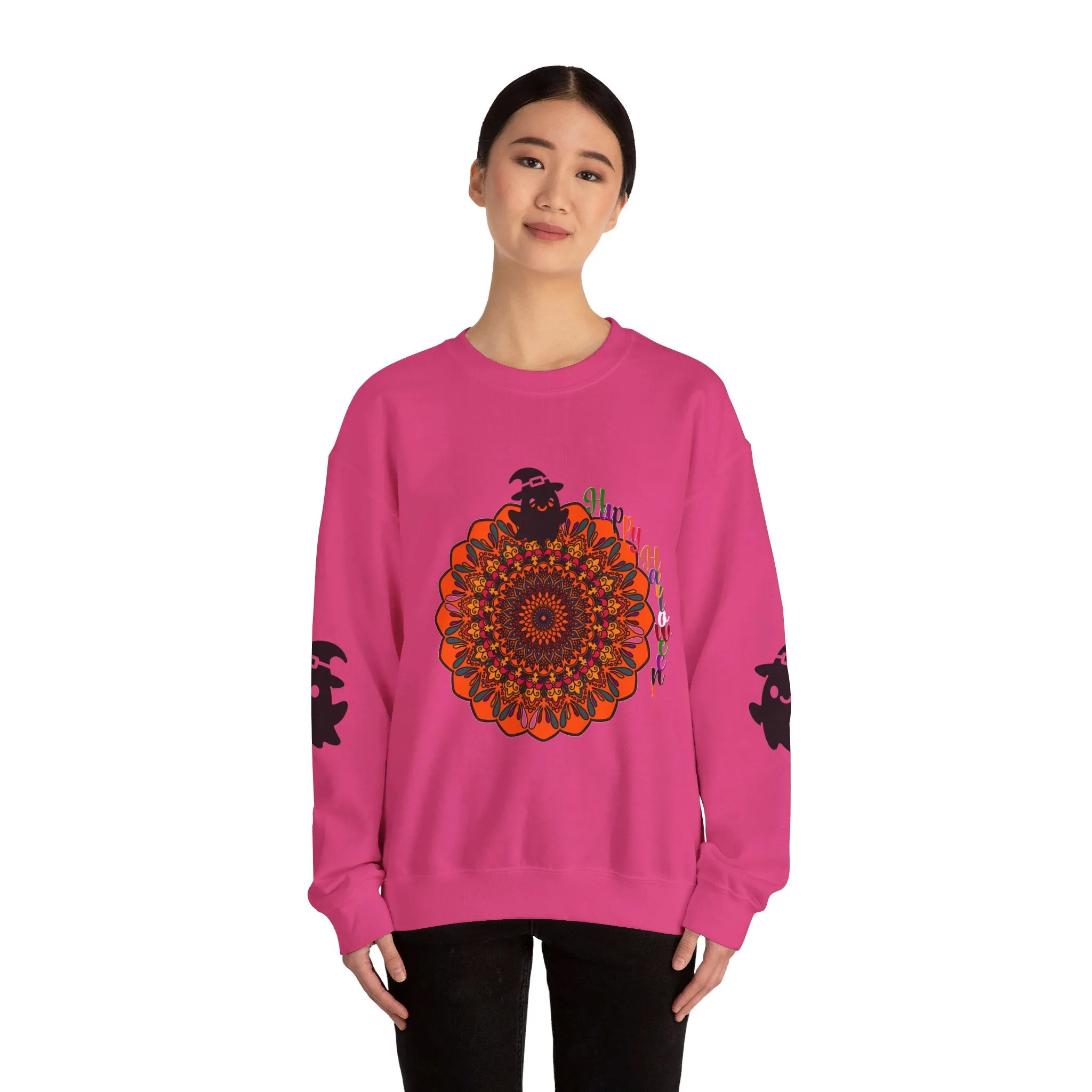 Handmade Mandala Ghost Sweatshirt - Unisex Crewneck Sweatshirt