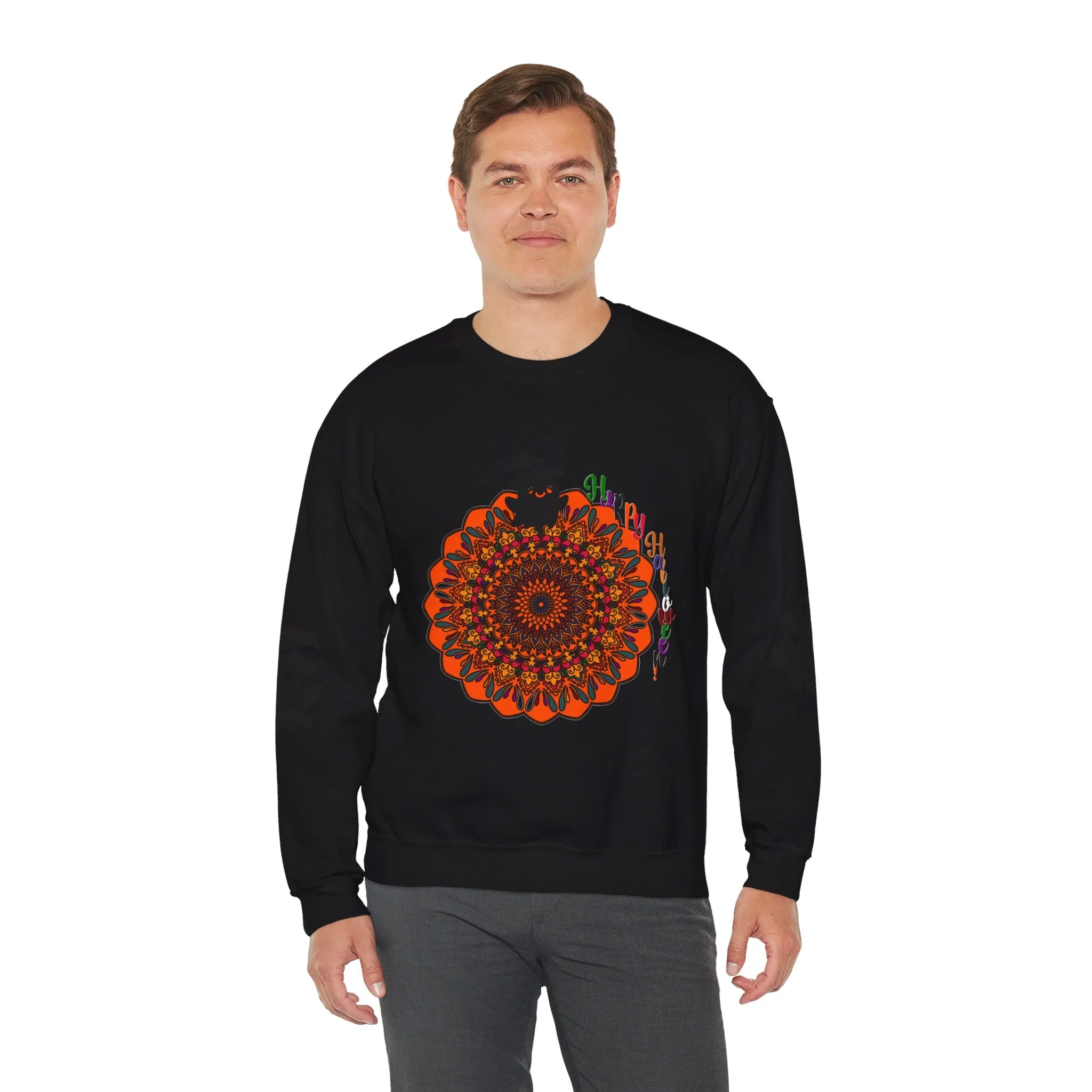 Handmade Mandala Ghost Sweatshirt - Unisex Crewneck Sweatshirt