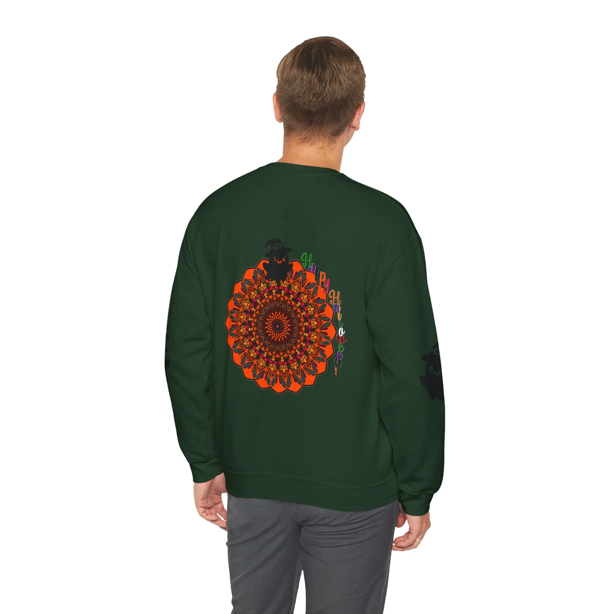 Handmade Mandala Ghost Sweatshirt - Unisex Crewneck Sweatshirt