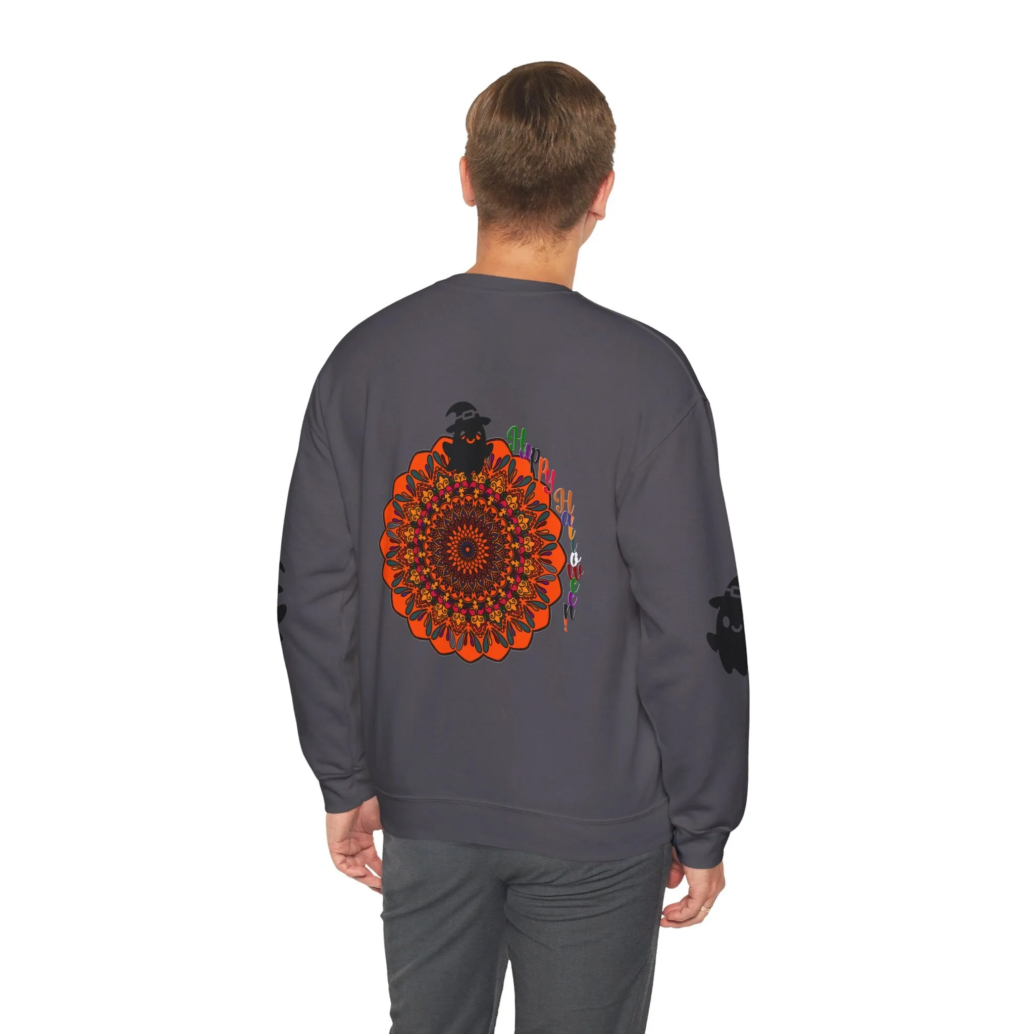 Handmade Mandala Ghost Sweatshirt - Unisex Crewneck Sweatshirt