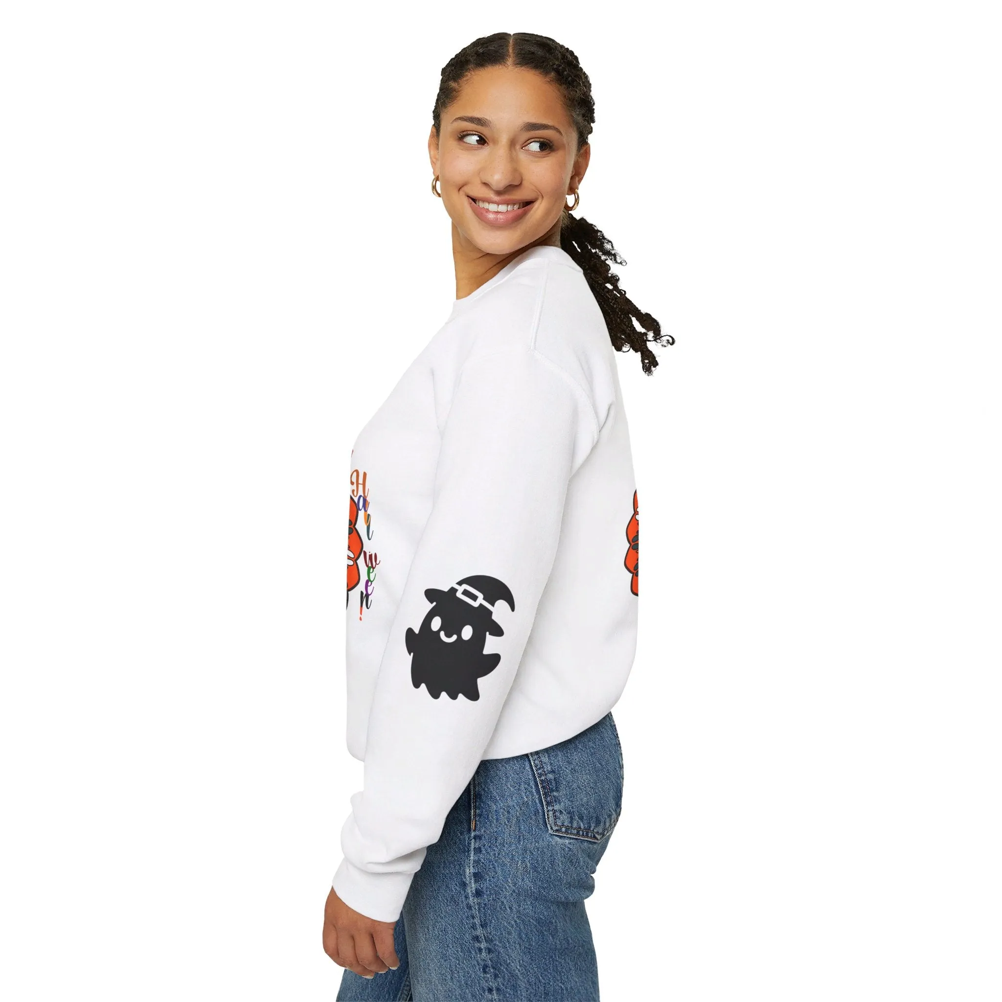 Handmade Mandala Ghost Sweatshirt - Unisex Crewneck Sweatshirt